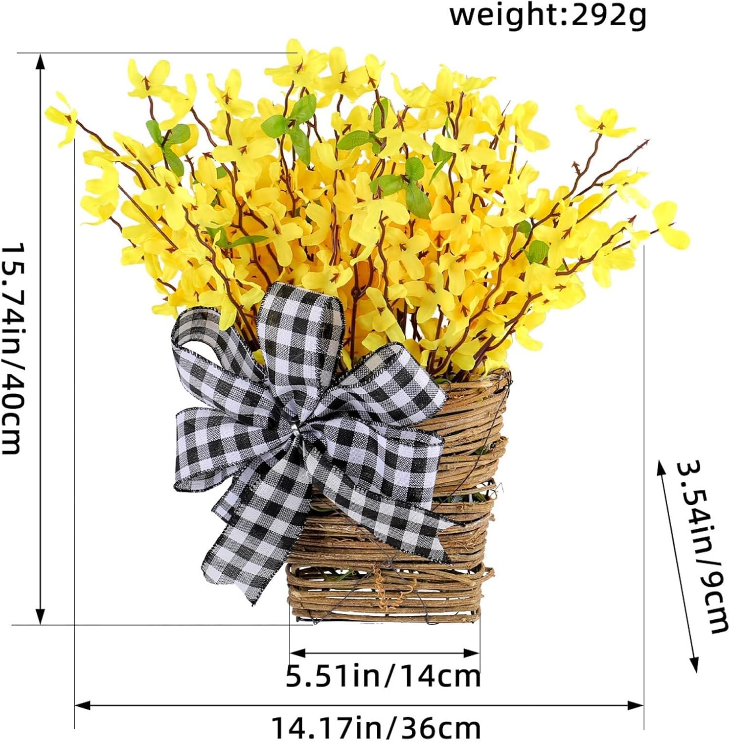 Spring Flower Wreath Basket - Artificial Hydrangea Door Decor