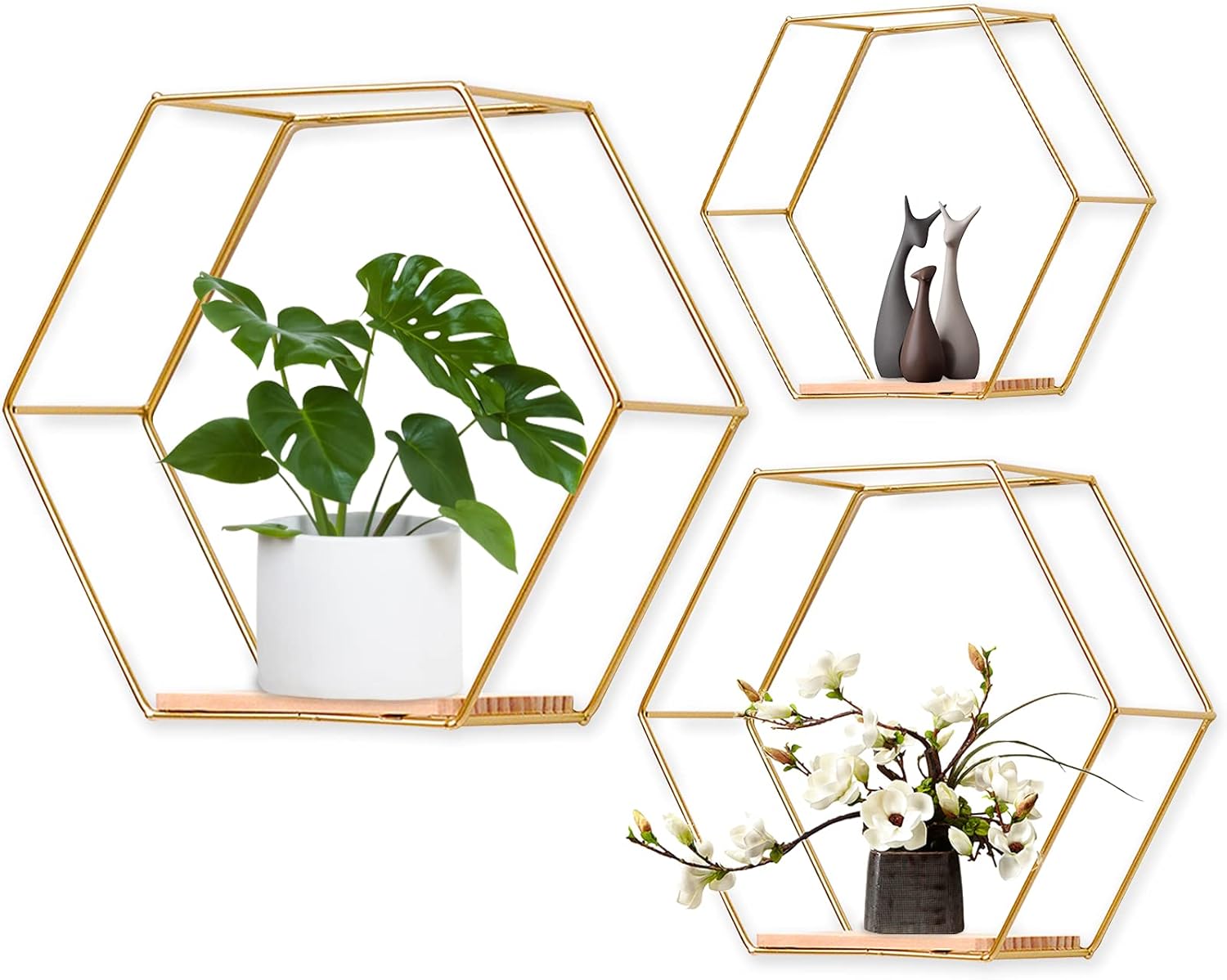 Modern Metal Wall Shelves Set of 3 in Different Sizes