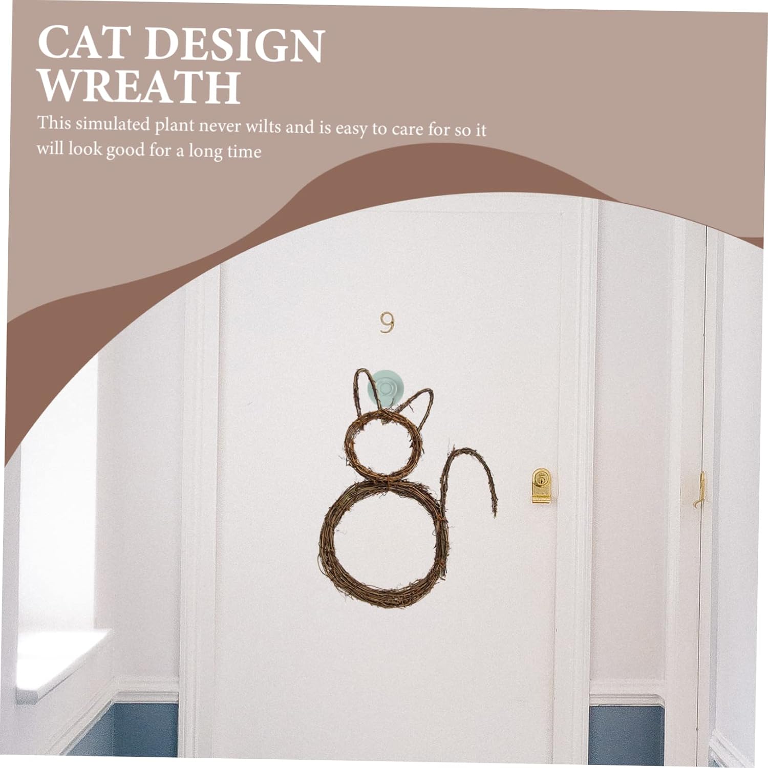 Cabilock Cat Shape Wreath Halloween Decor Front Door Wall Hanging Ornament