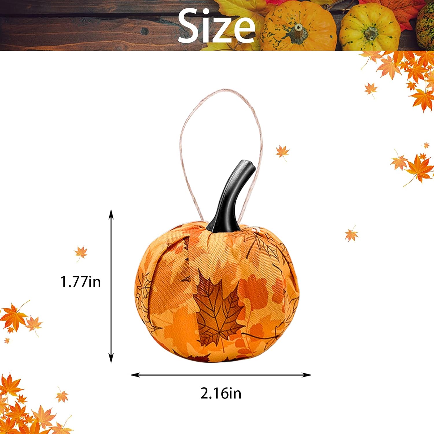12 Pcs Fall Hanging Pumpkin Ornament with Maple Leaf Pattern