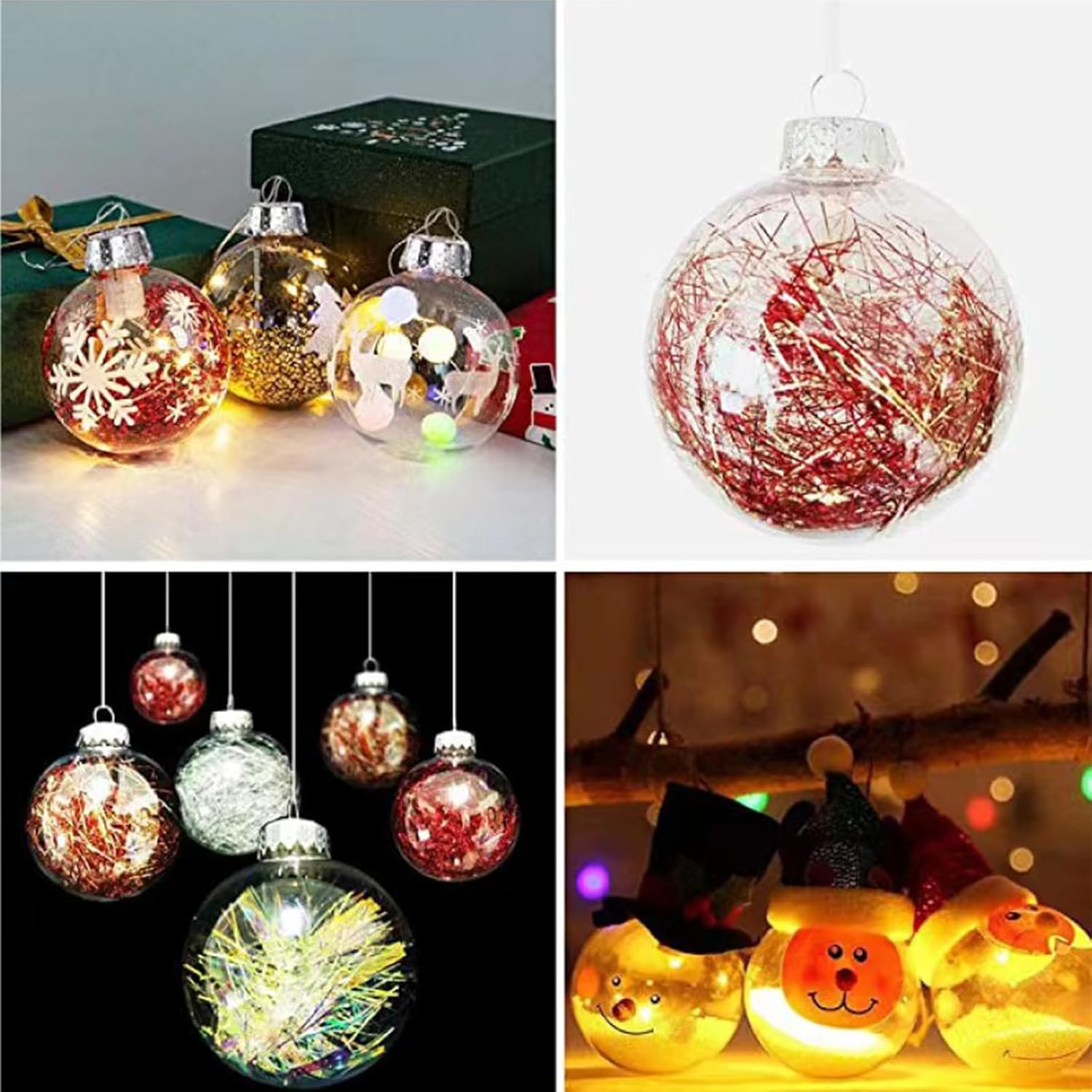 Clear Plastic Ball Decor Set of 12 for Christmas and More