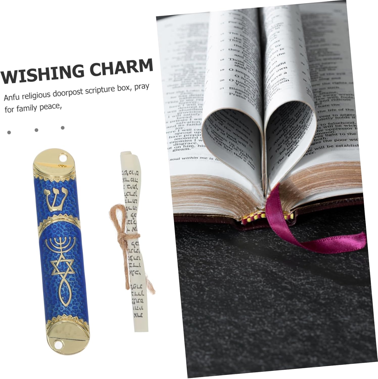 Cabilock Metal Mezuzah with Scroll Antique Zinc Alloy Religious Decoration for Jewish Home Decor