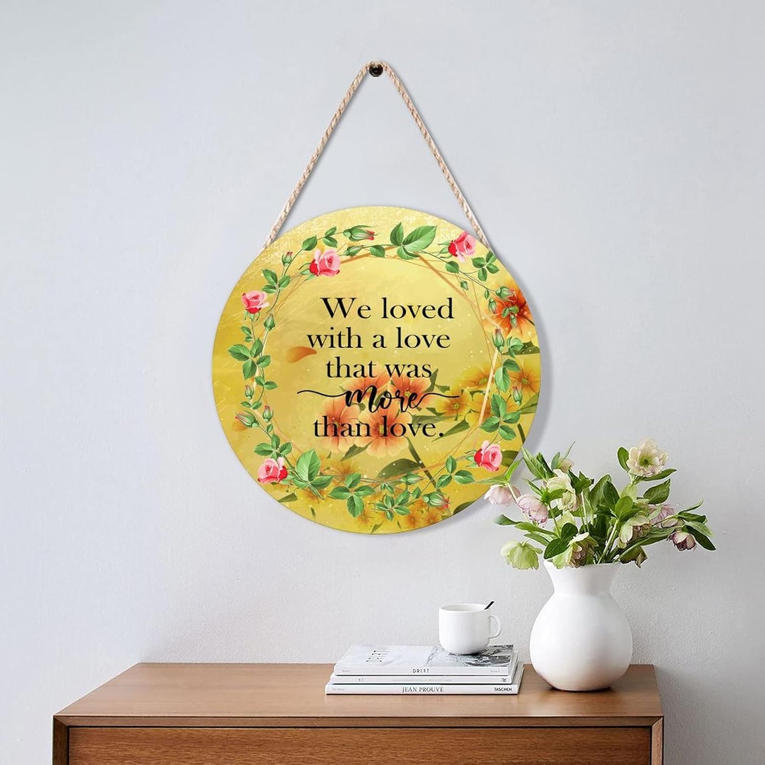 Floral Wreath Door Hanger with Inspirational Quotes 10x10in
