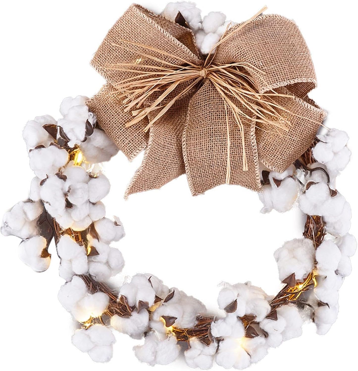 Country Cotton Boll Wreath for Winter Decor