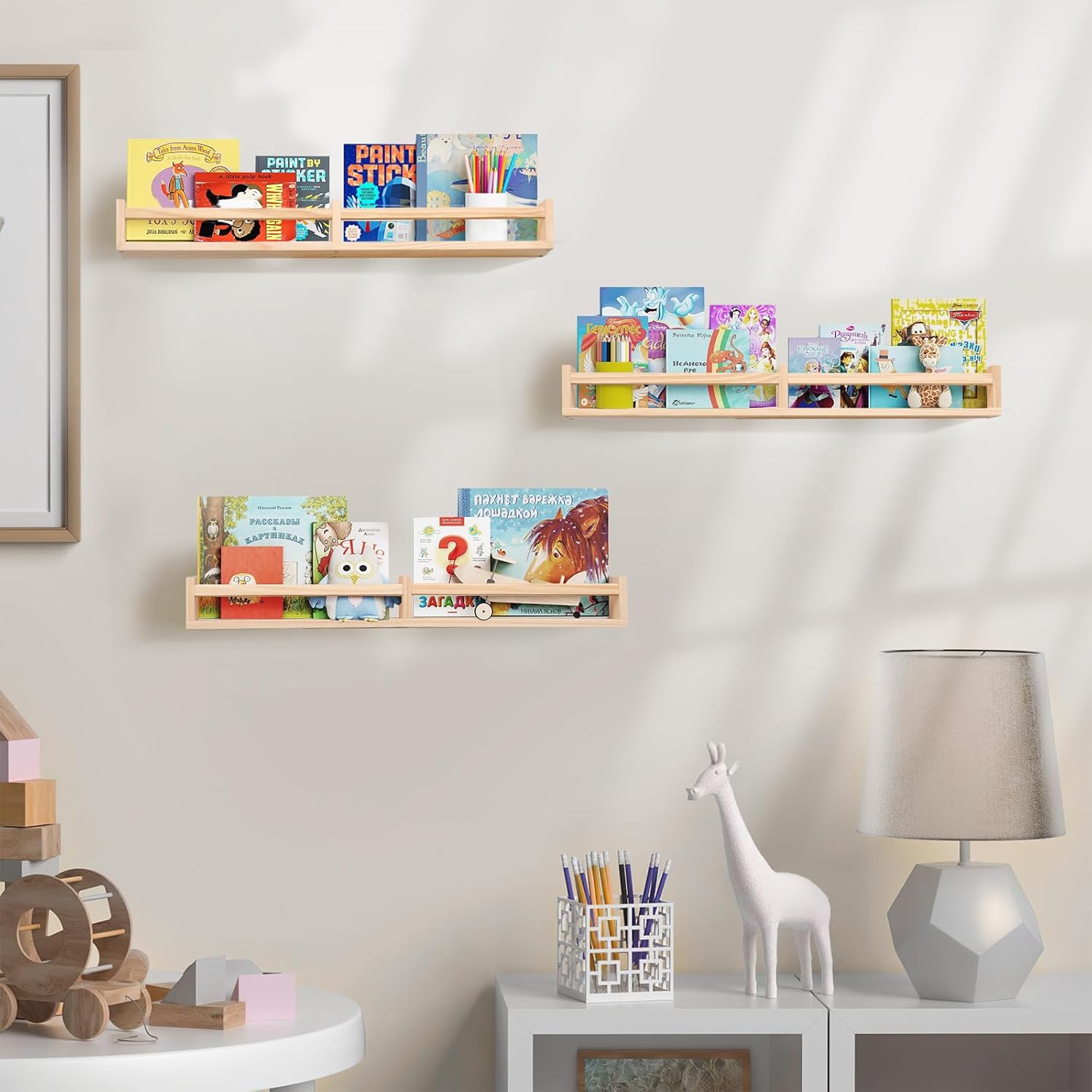 Birola 32 Inch Floating Bookshelf Set of 3