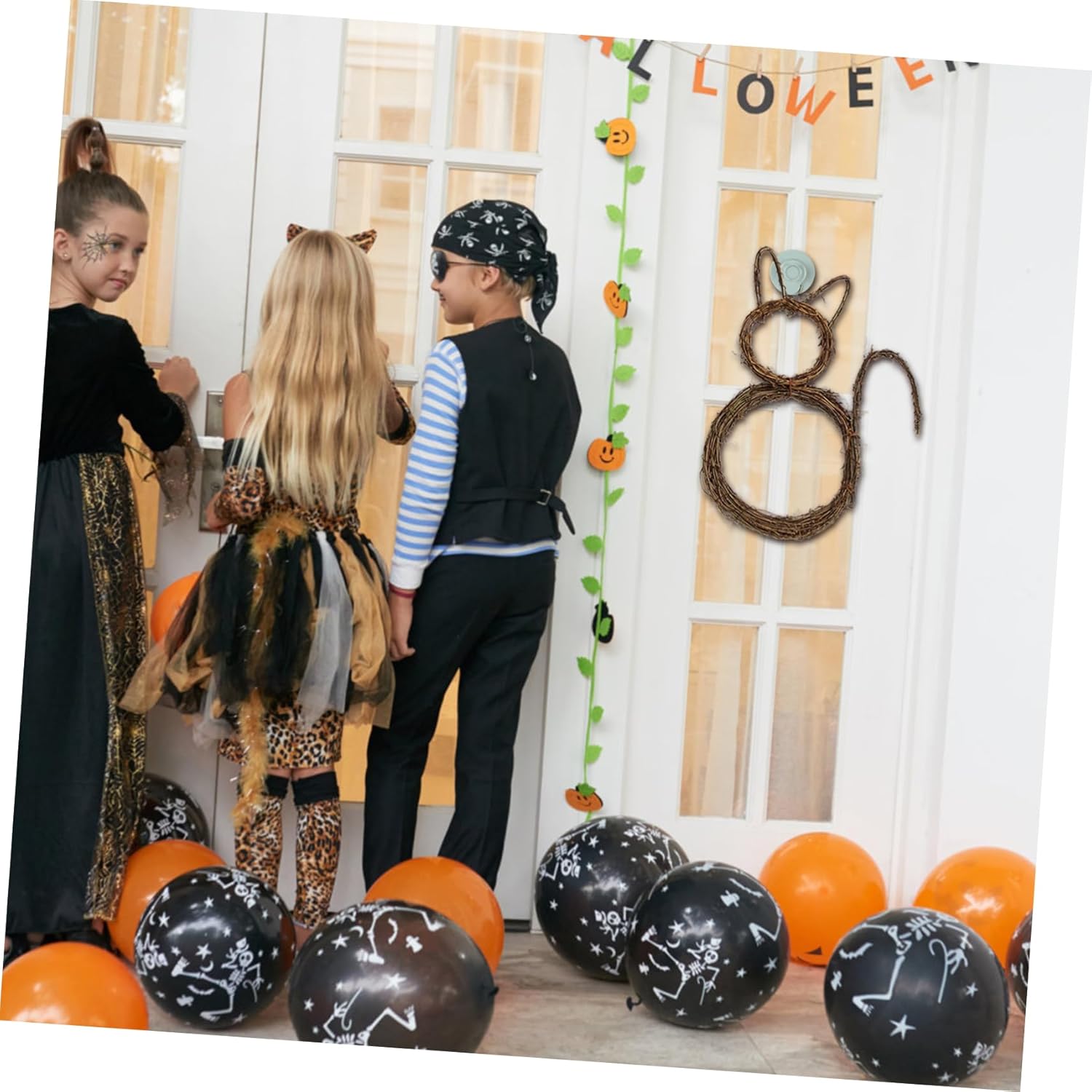 VOSAREA Cat Halloween Wreath Door Pendant DIY Decor