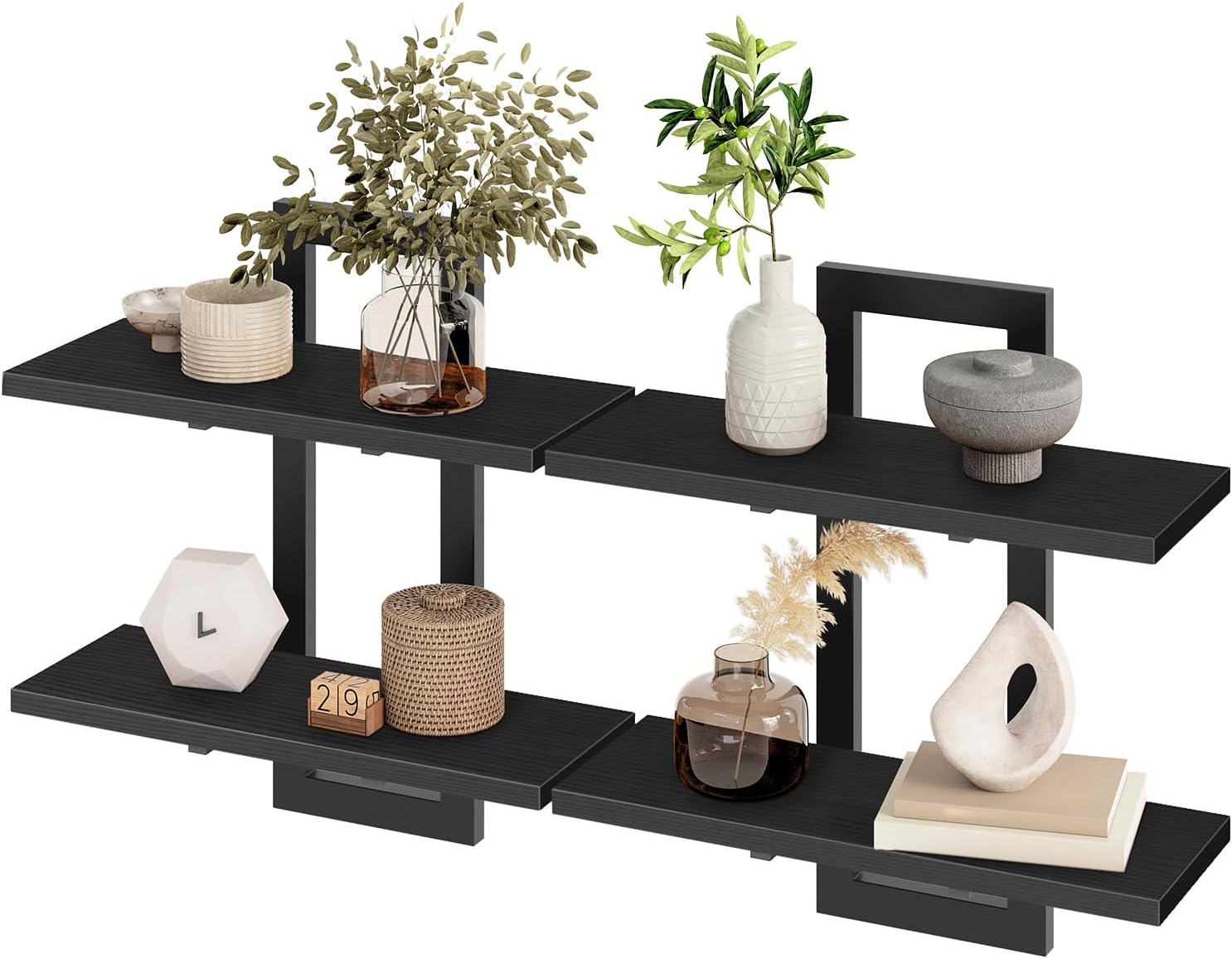 HOOBRO Floating Shelves Set of 2 15 Inch Black