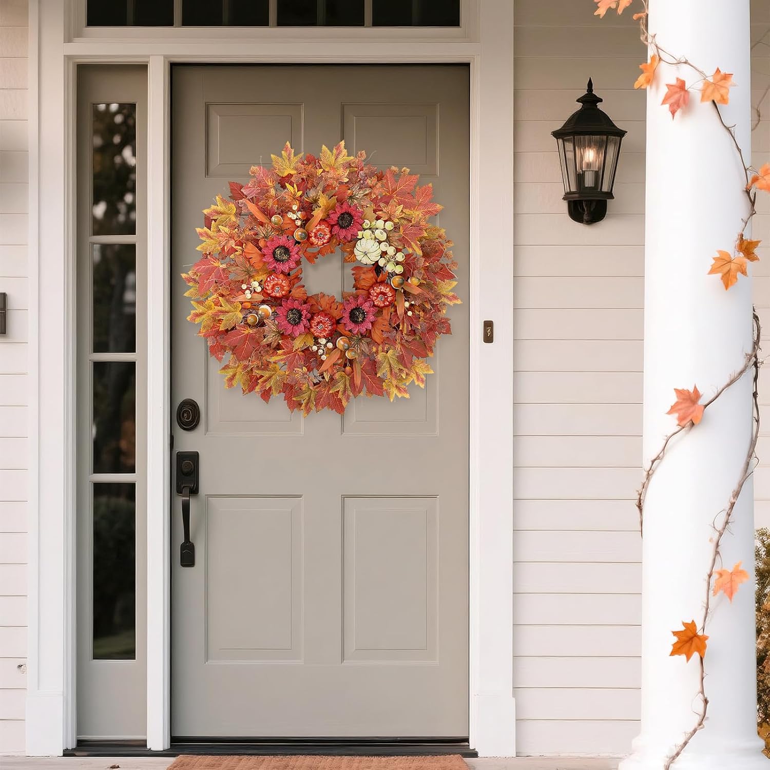28 Inch Large Fall Wreath for Front Door Porch Window 1