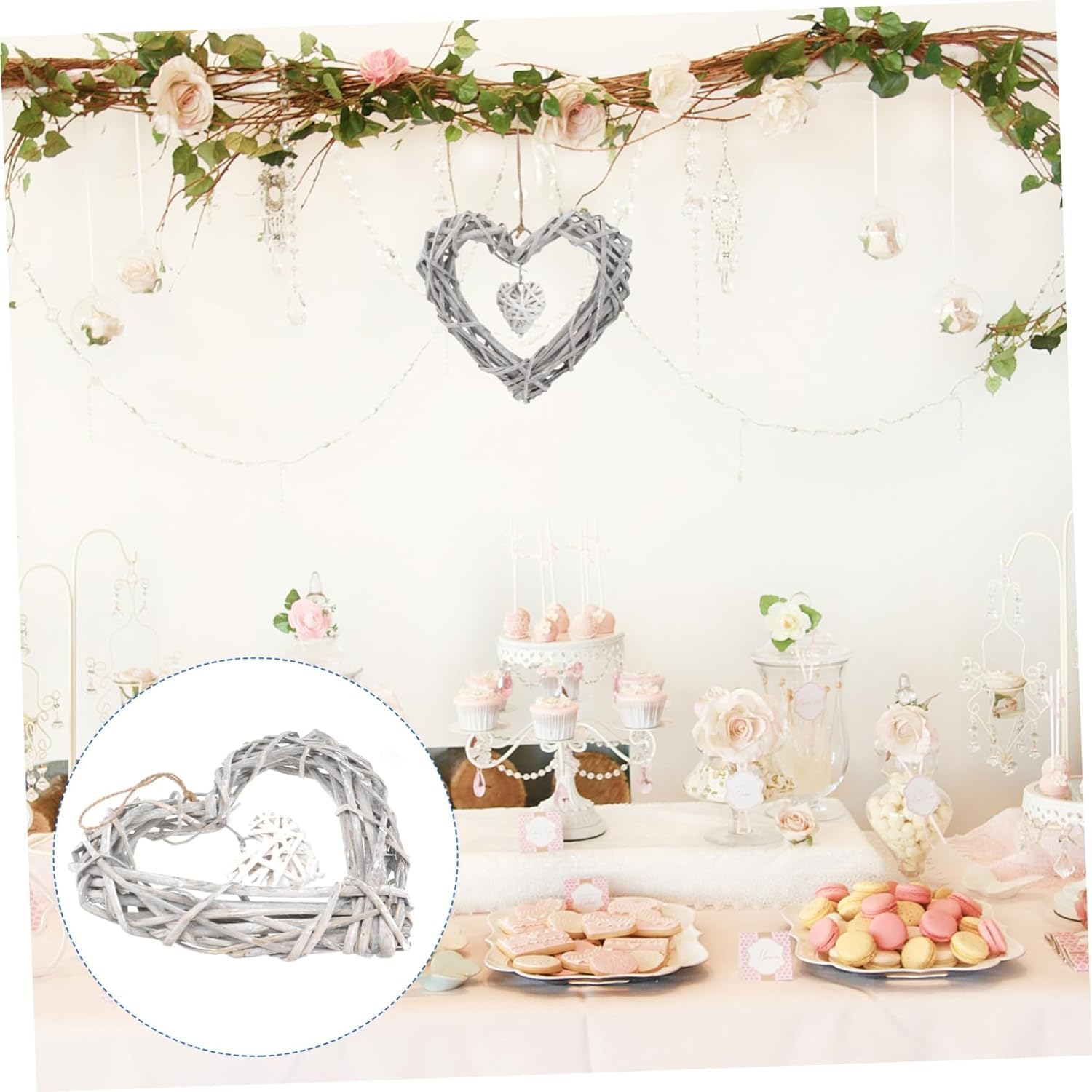 8 Inch Heart Shaped Wicker Wreath Wall Hanging
