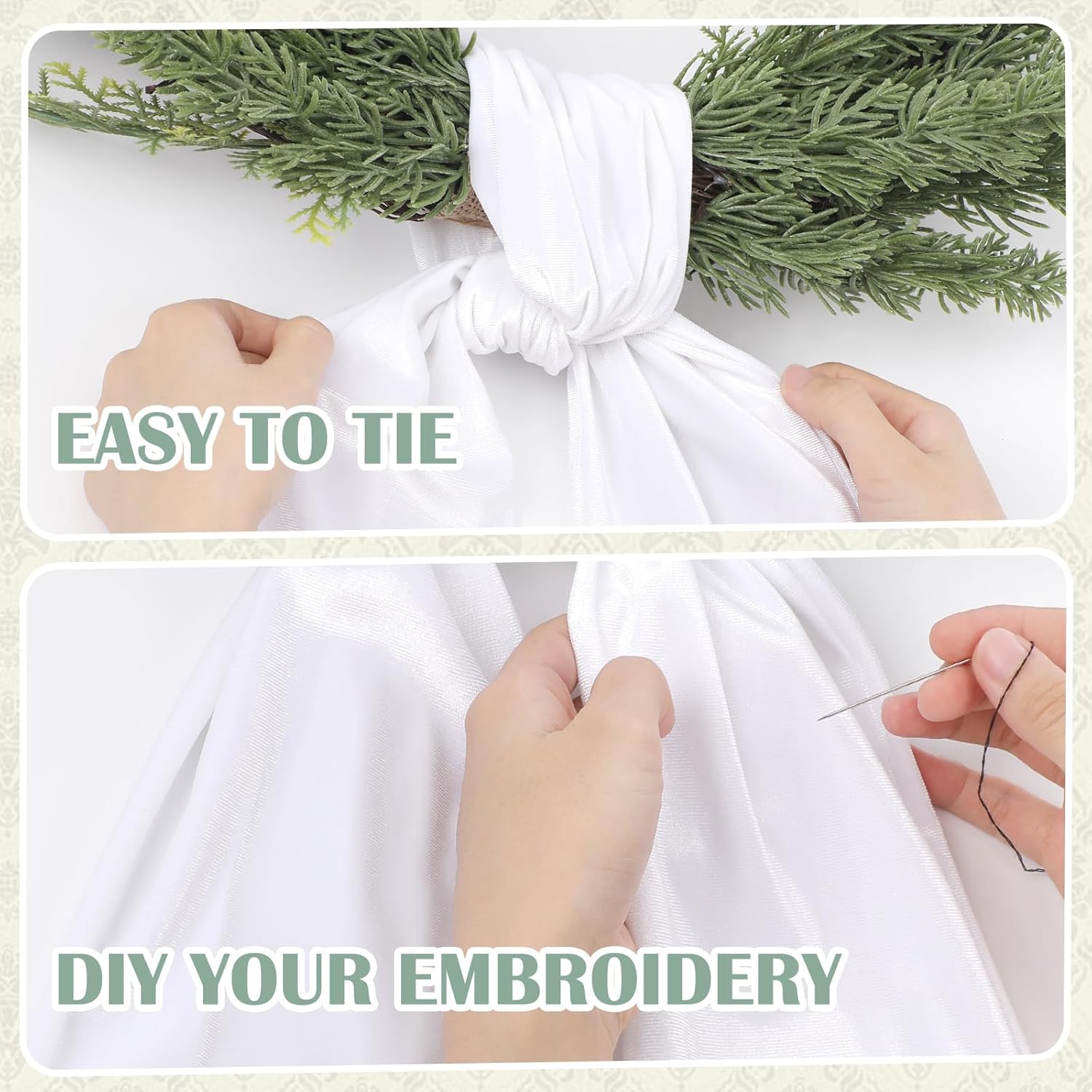 White Velvet Wreath Sashes - 2 Pcs for Wreaths and Front Door