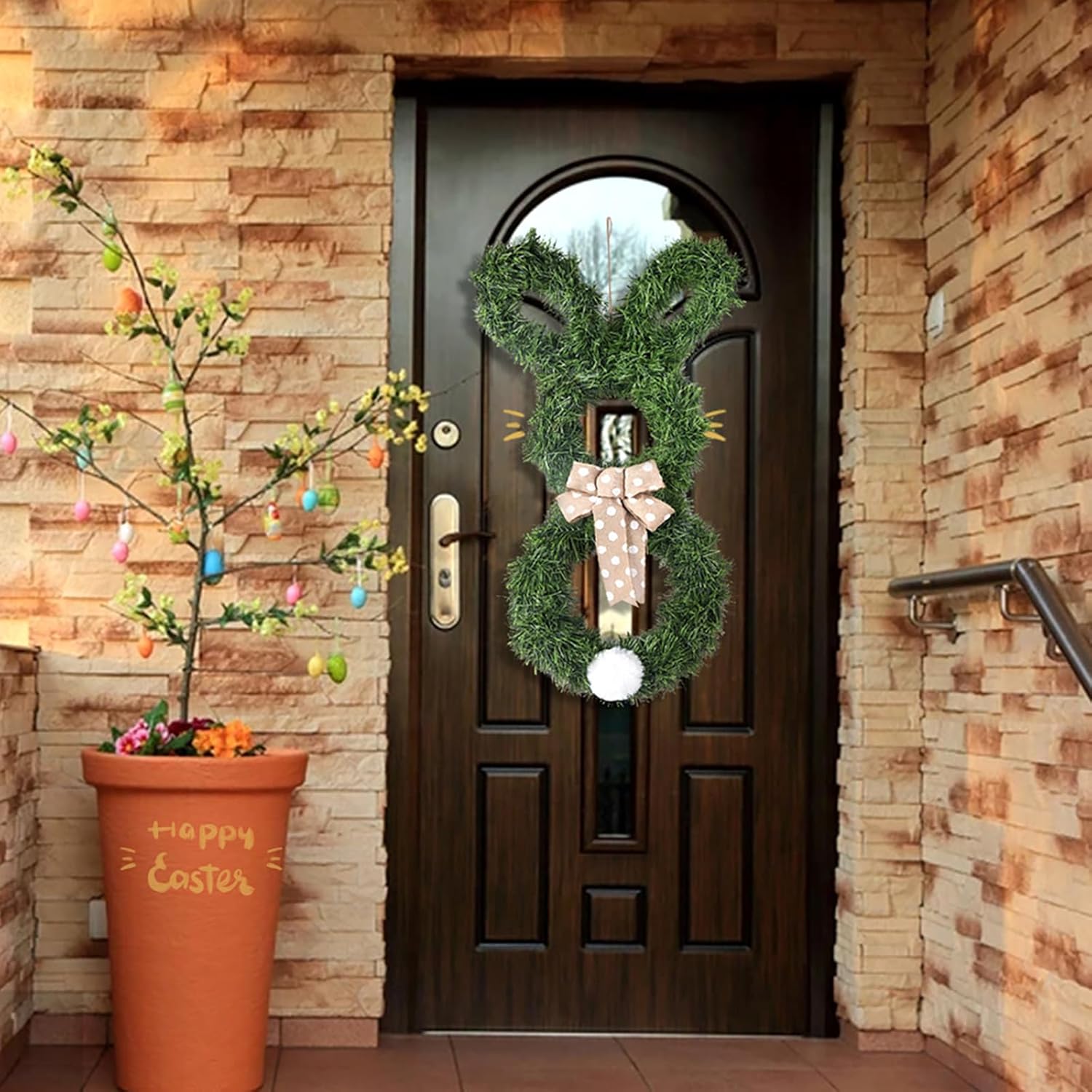Easter Rabbit Wreath Door Hanger with Bow 2441 Inches