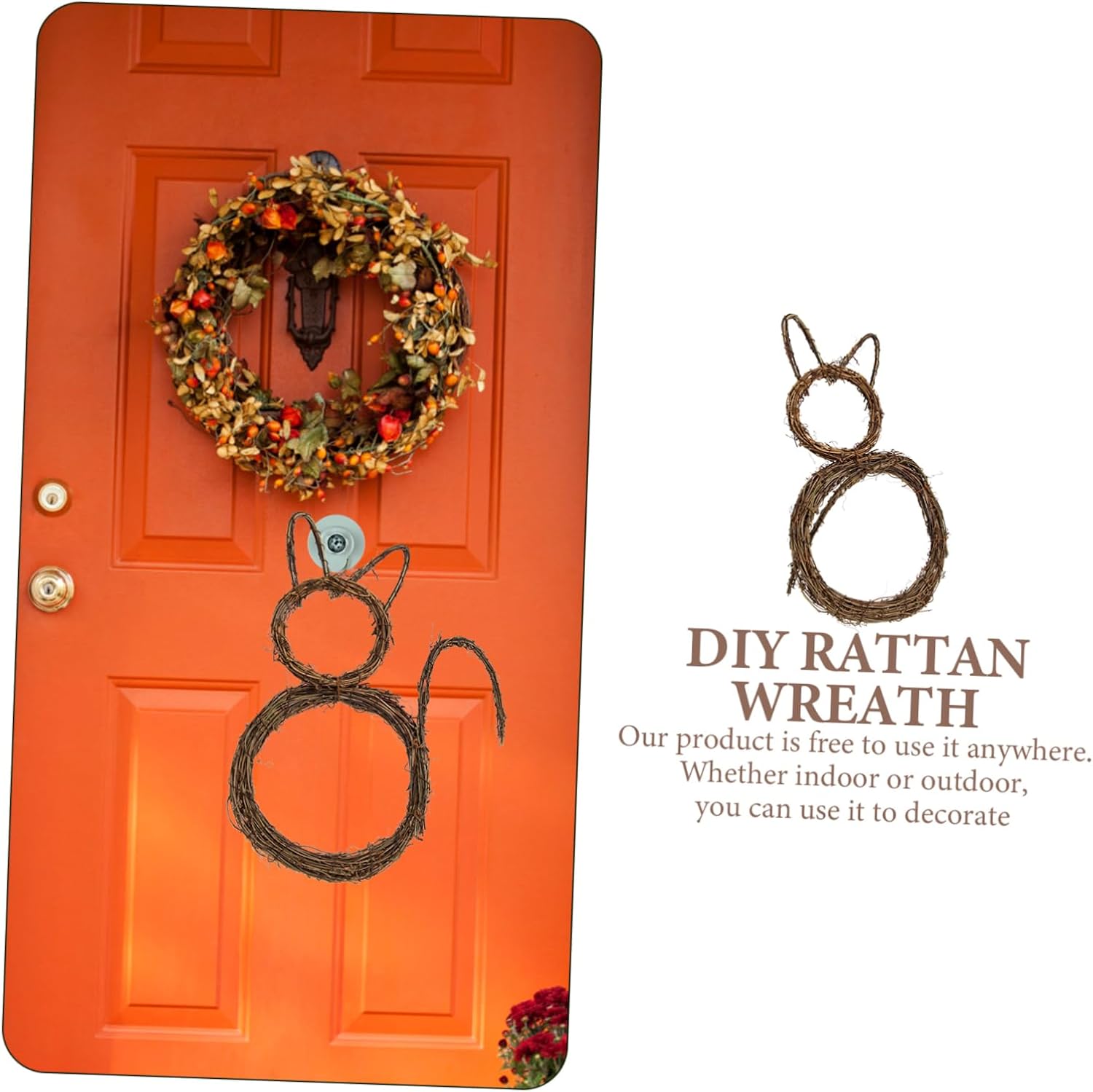 Cat Shape DIY Rattan Wreath for Halloween Decor