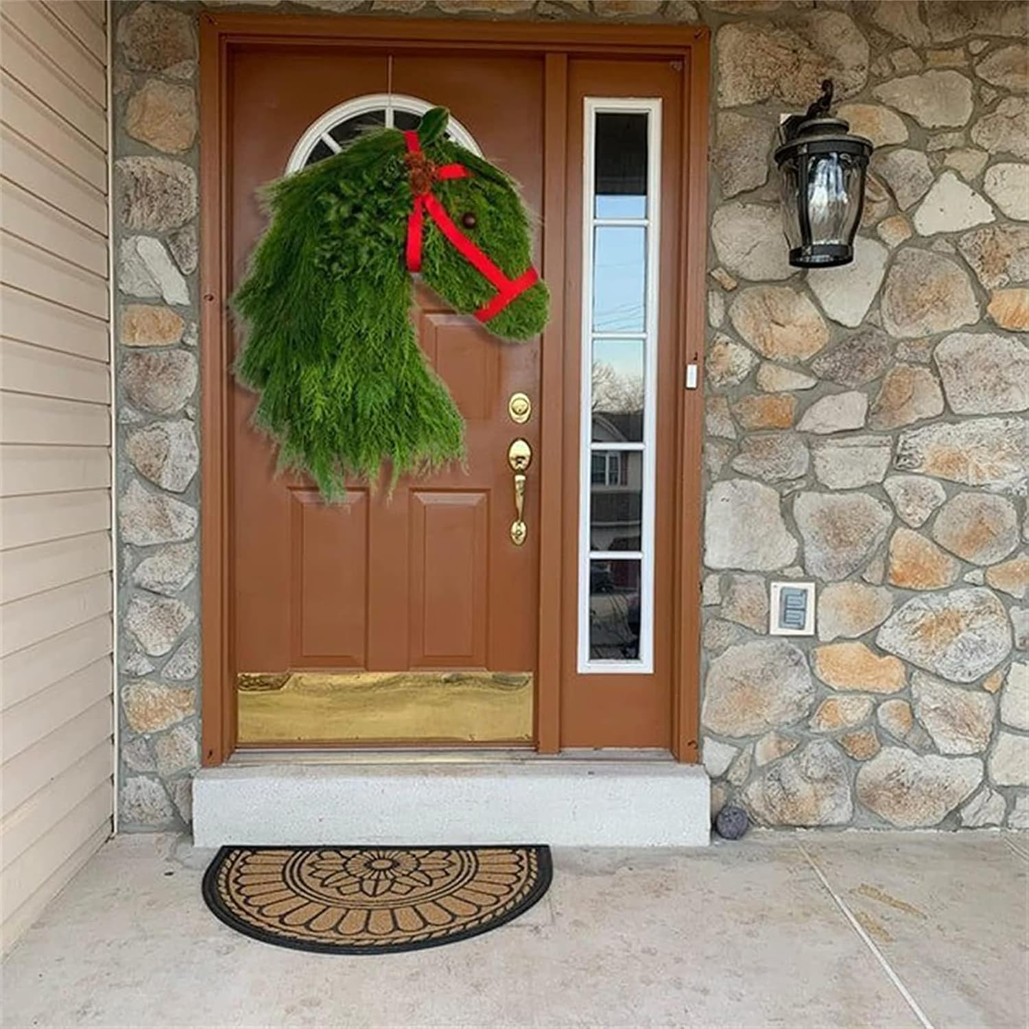 Christmas Wreath Horse Head Door Hanger