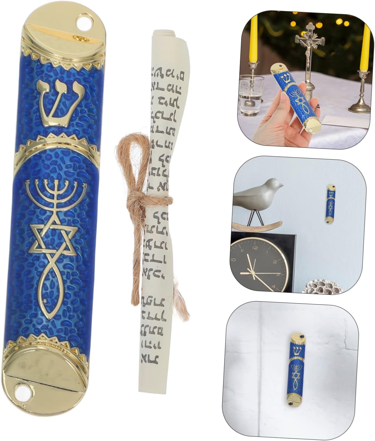 Cabilock Metal Mezuzah with Scroll Antique Zinc Alloy Religious Decoration for Jewish Home Decor