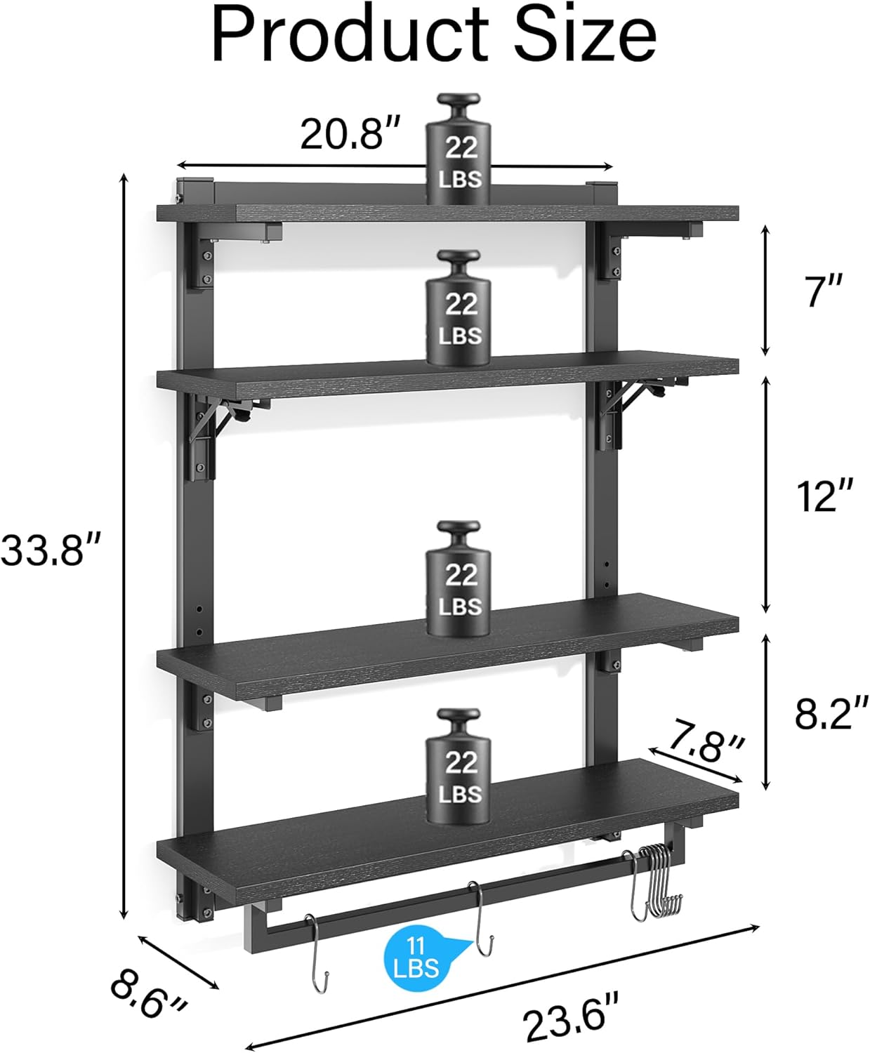 Spacesea Foldable Gaming Floating Shelf with LED Light and Hooks