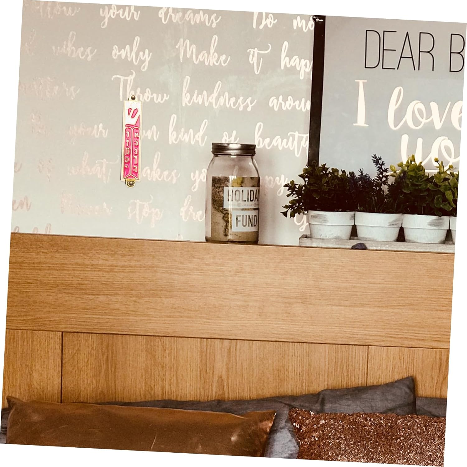 Metal Mezuzah Plaque for Door Frame Jewish Decor Catholic Door Ornament