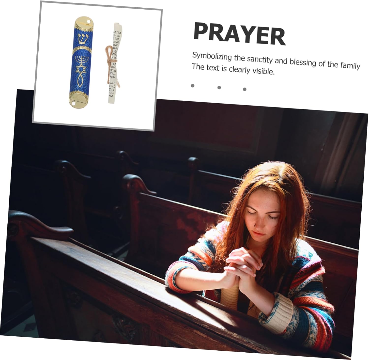 Cabilock Metal Mezuzah with Scroll Antique Zinc Alloy Religious Decoration for Jewish Home Decor