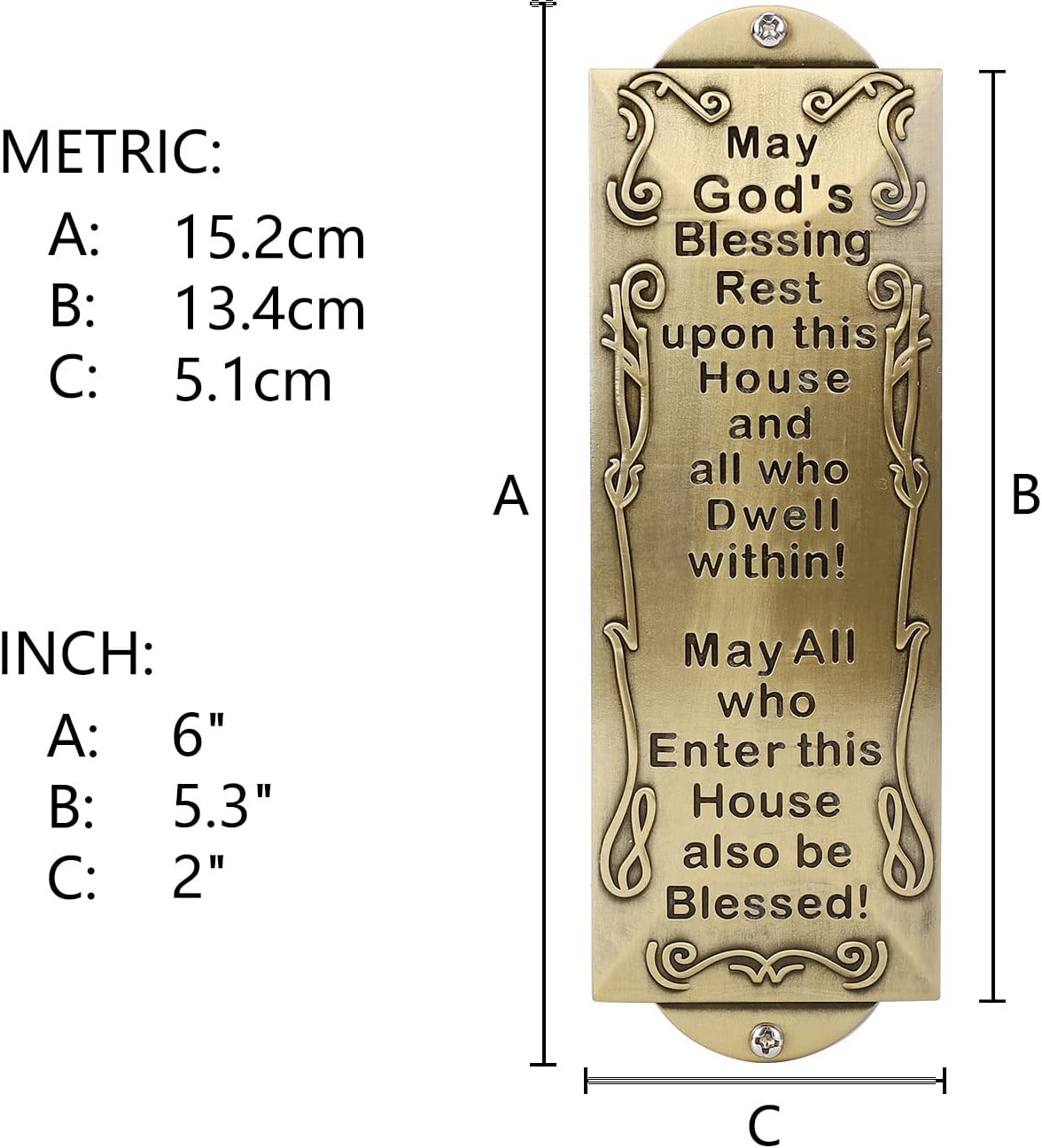 BRTAGG Metal Mezuzah Door Accent 6x2 Inch