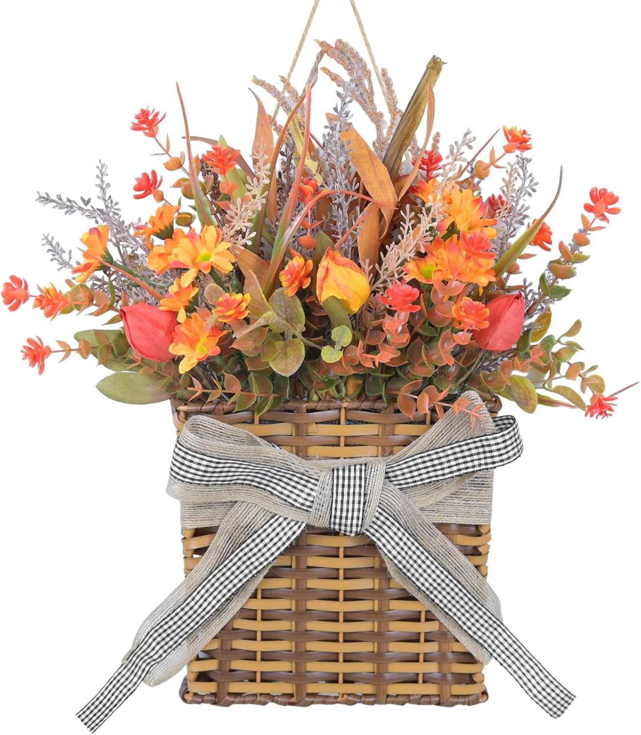 Fall Door Hanger Basket Wreath 15 Inch Decor