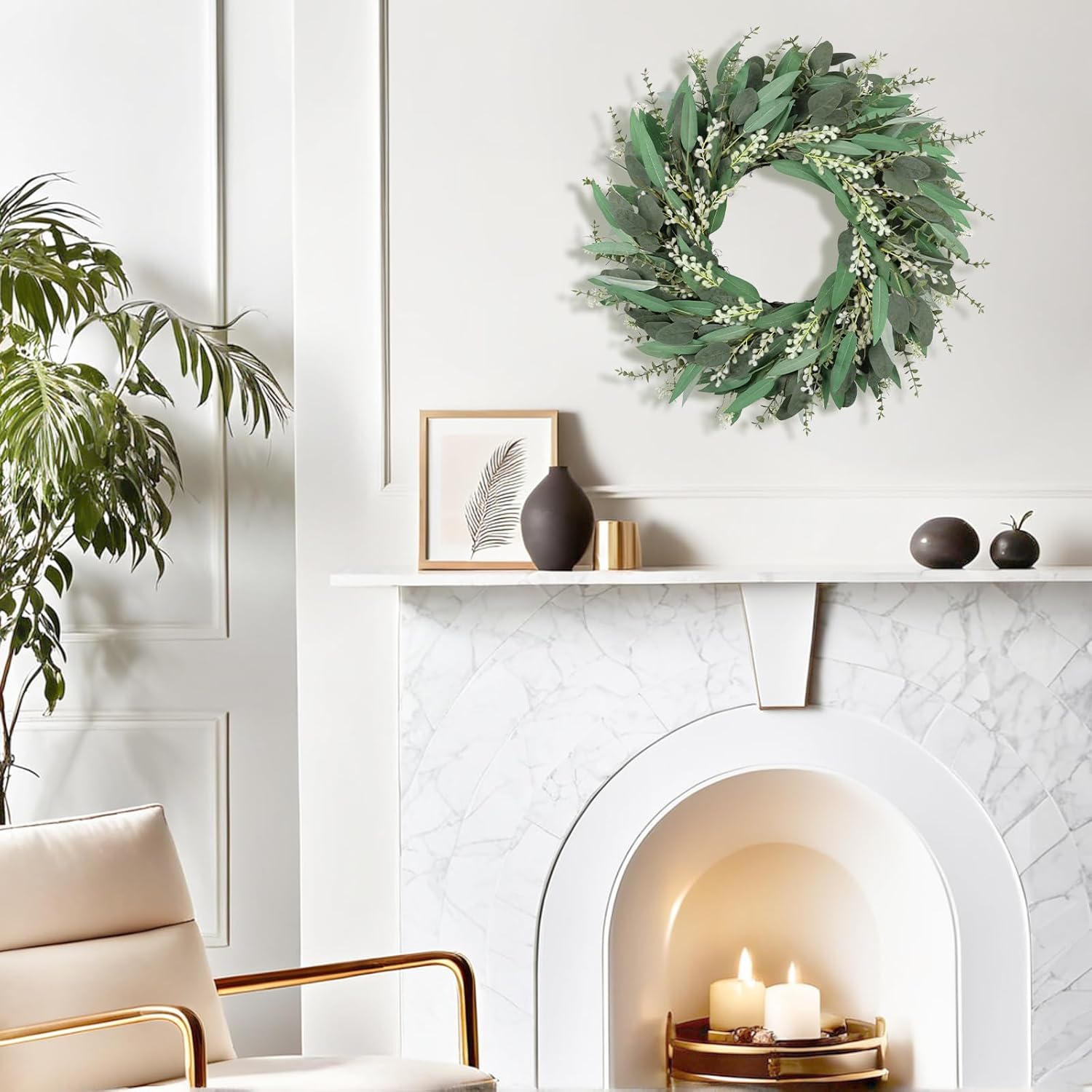 26 Inches Large Eucalyptus Wreath for Front Door