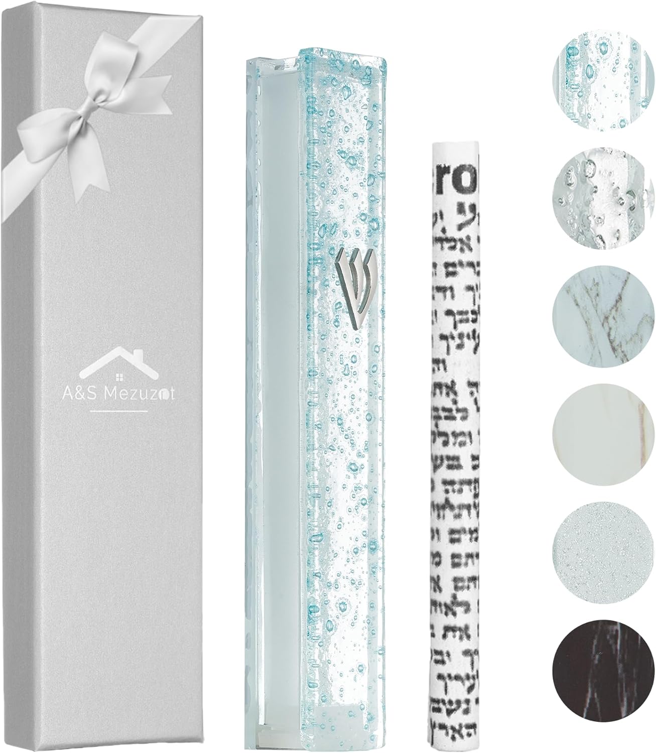 Modern Glass Mezuzah Case with Non-Kosher Scroll