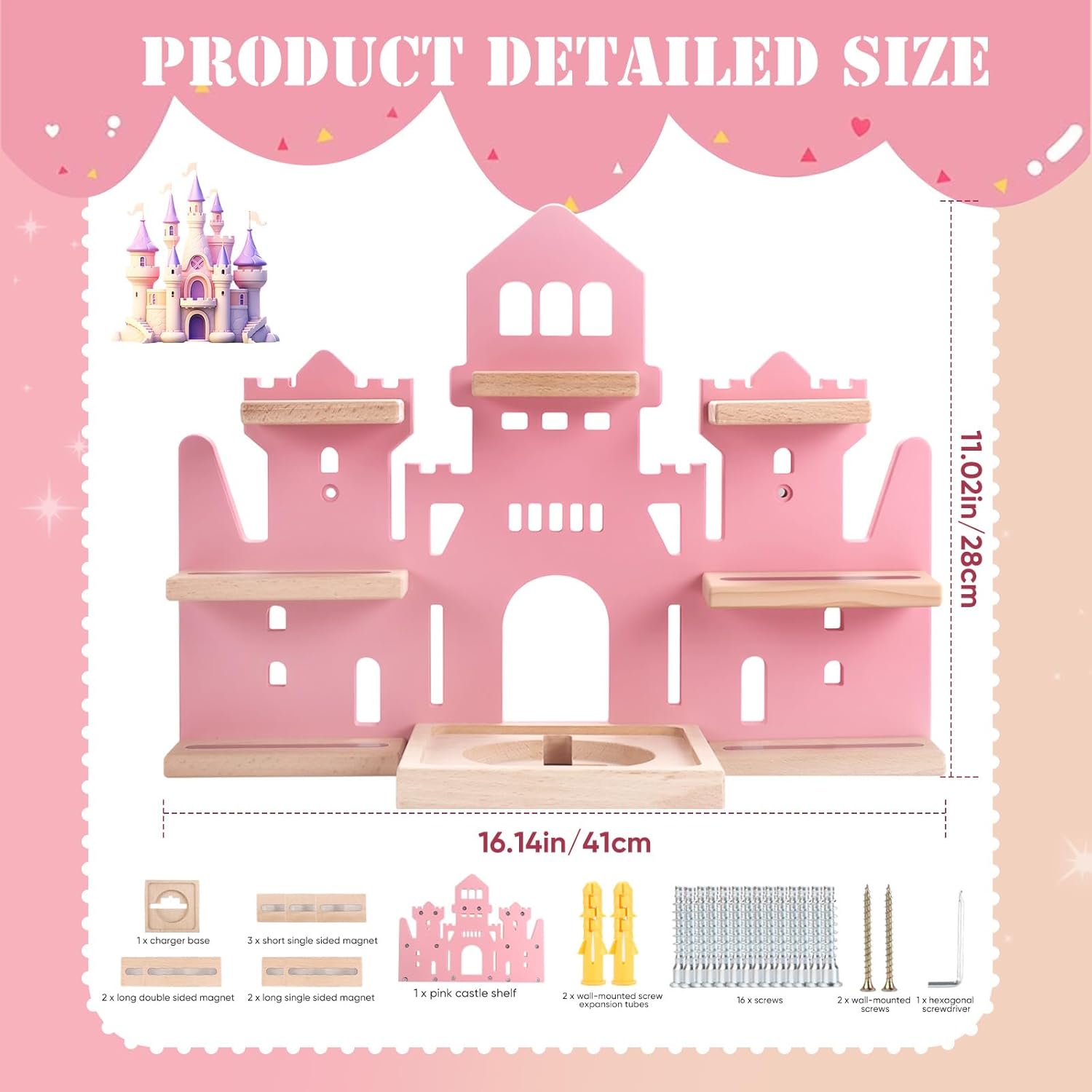 Magnetic Wooden Tonie Shelf with Castle Design