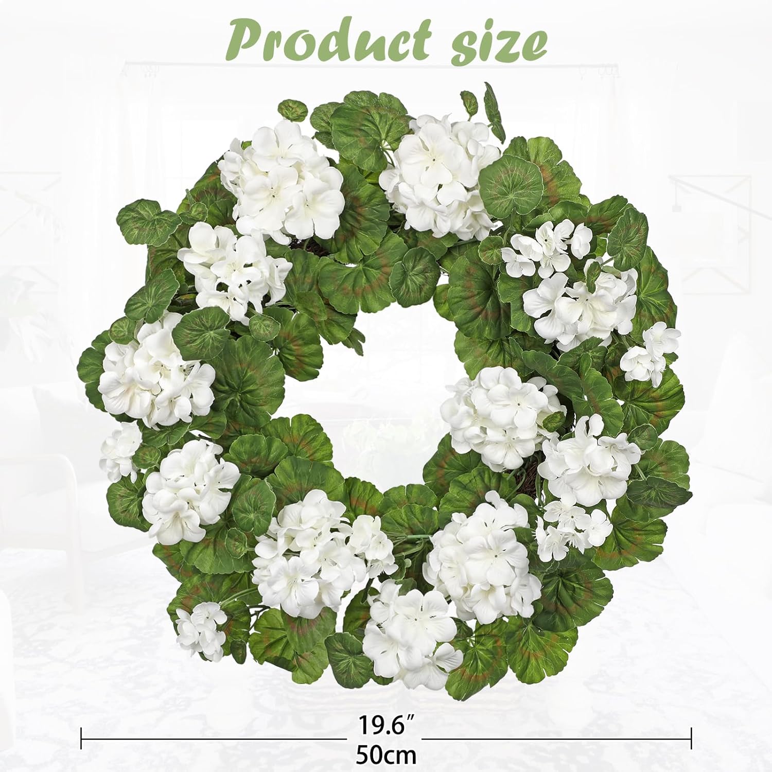 Briful 196 Inch Geranium Wreath with Greenery
