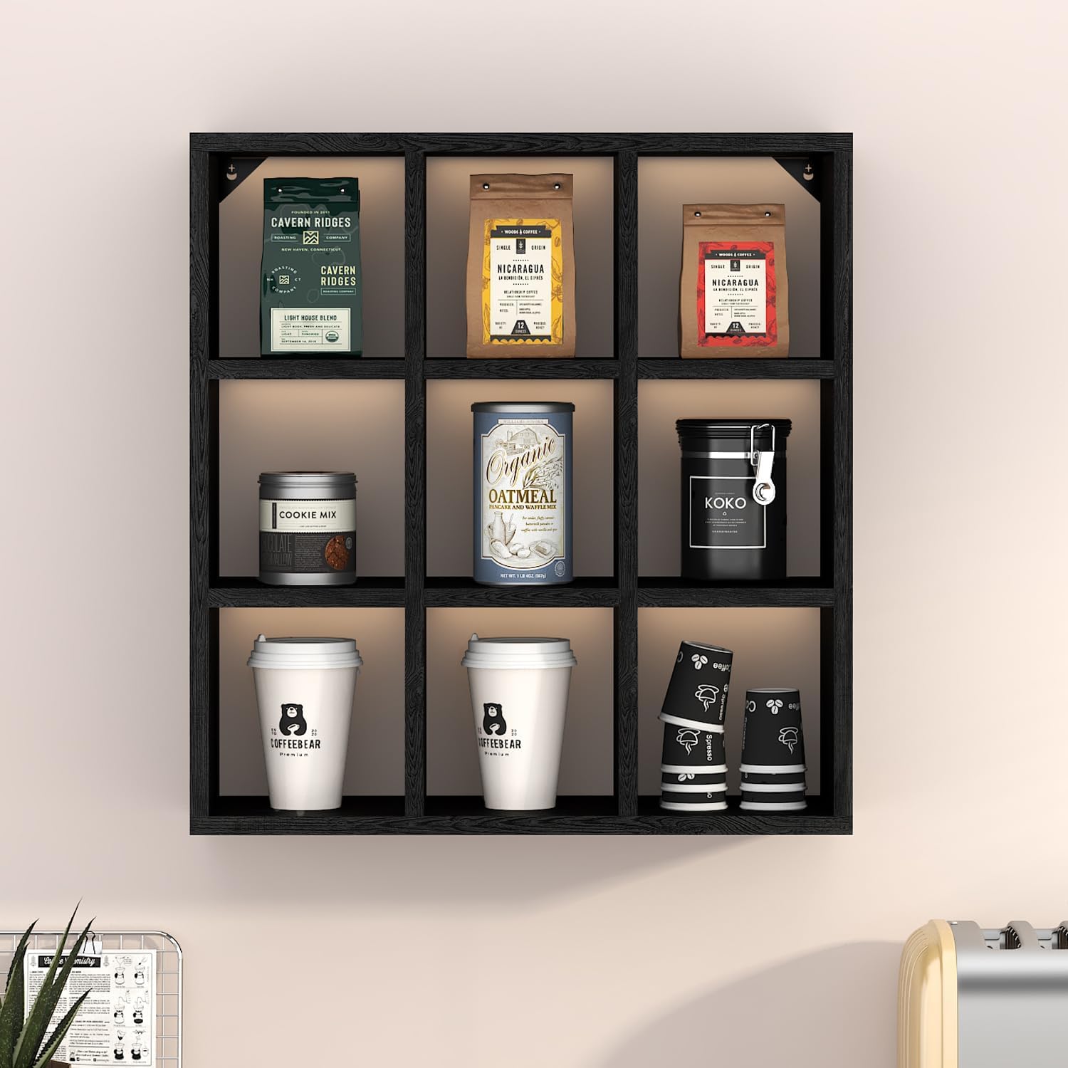 Helsin 9 Grid Coffee Mug Display Rack