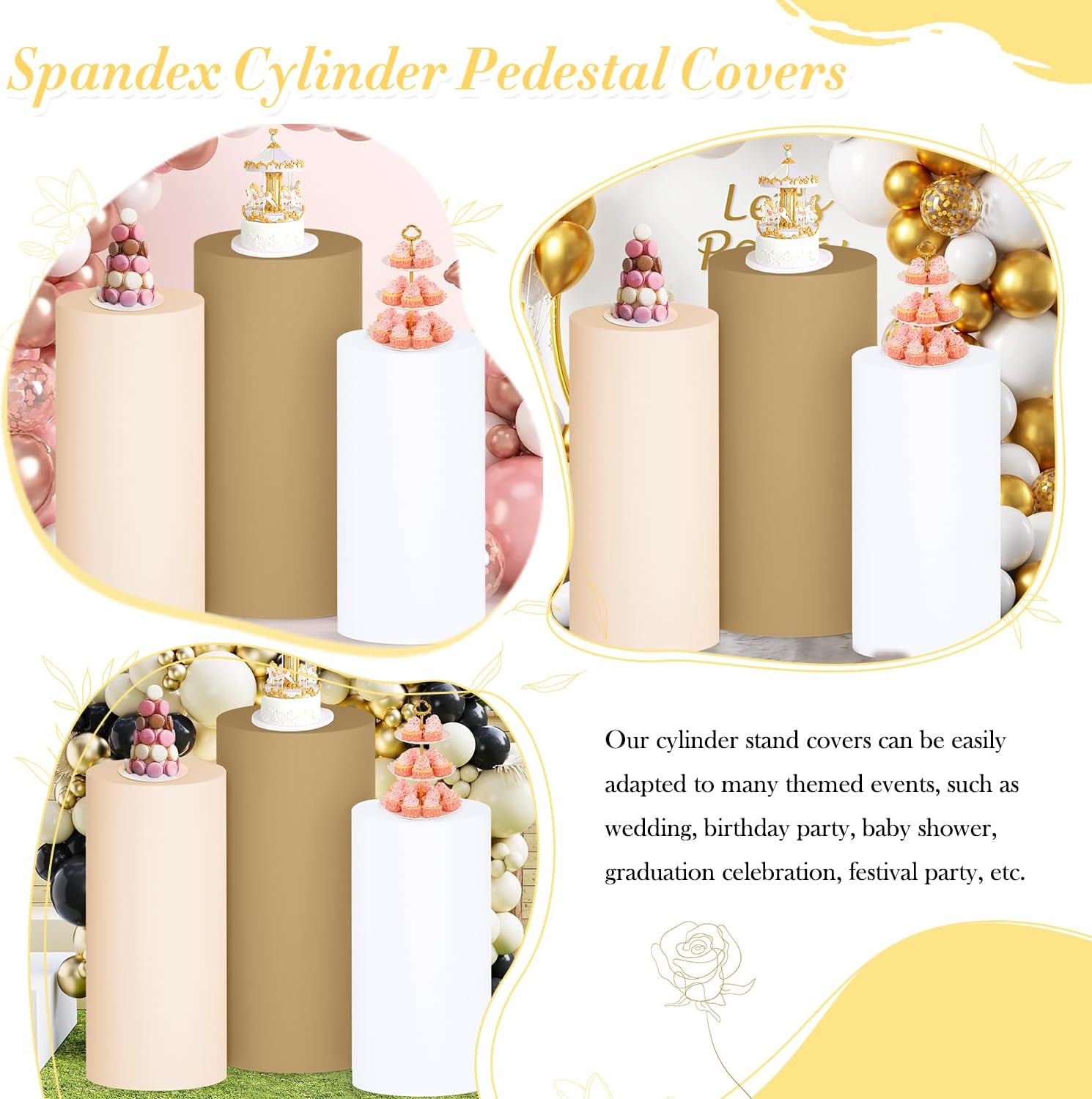 OMKSIH Cylinder Pedestal Covers Set of 3