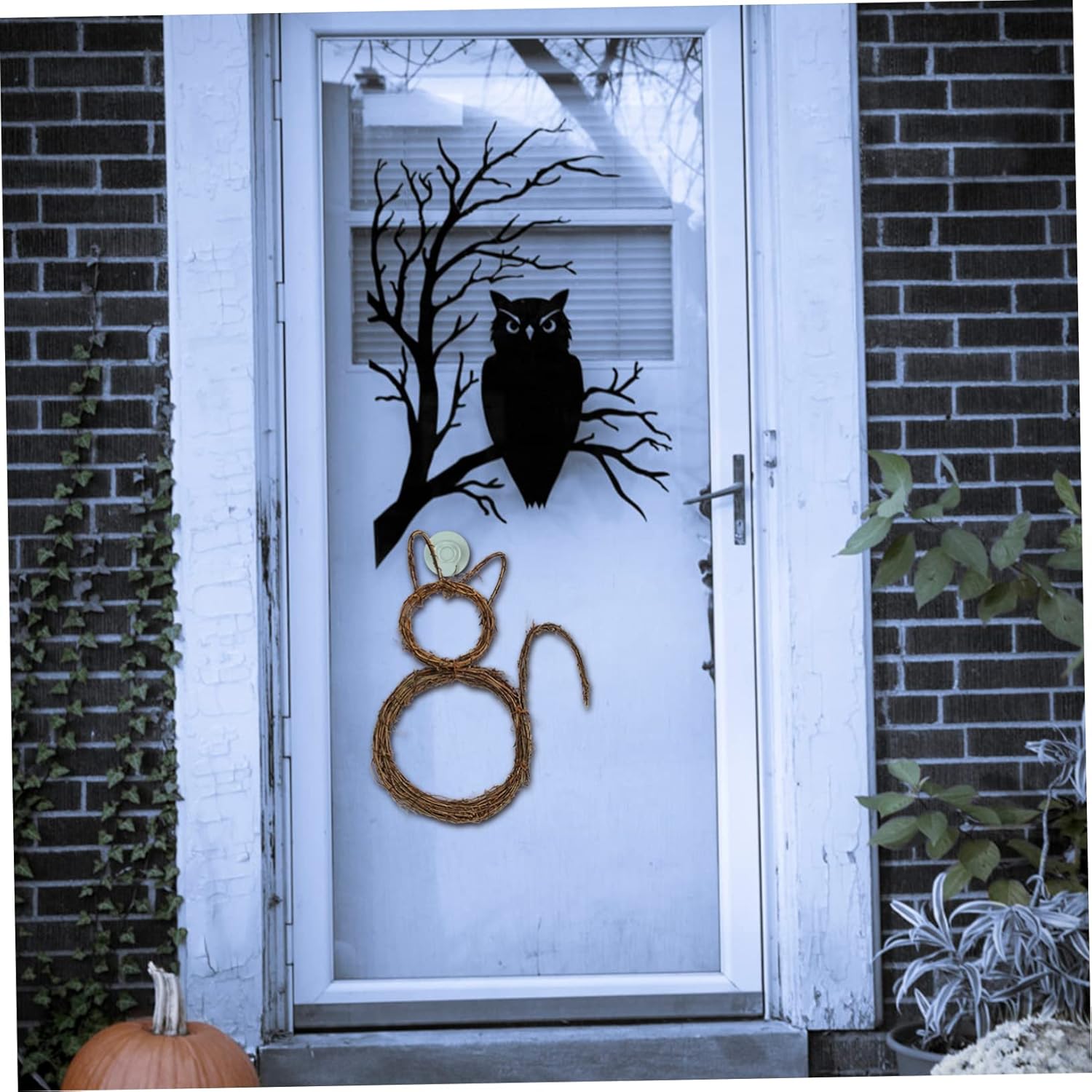 Healifty Cat Wreath Pendant for Door Hanging DIY Decor