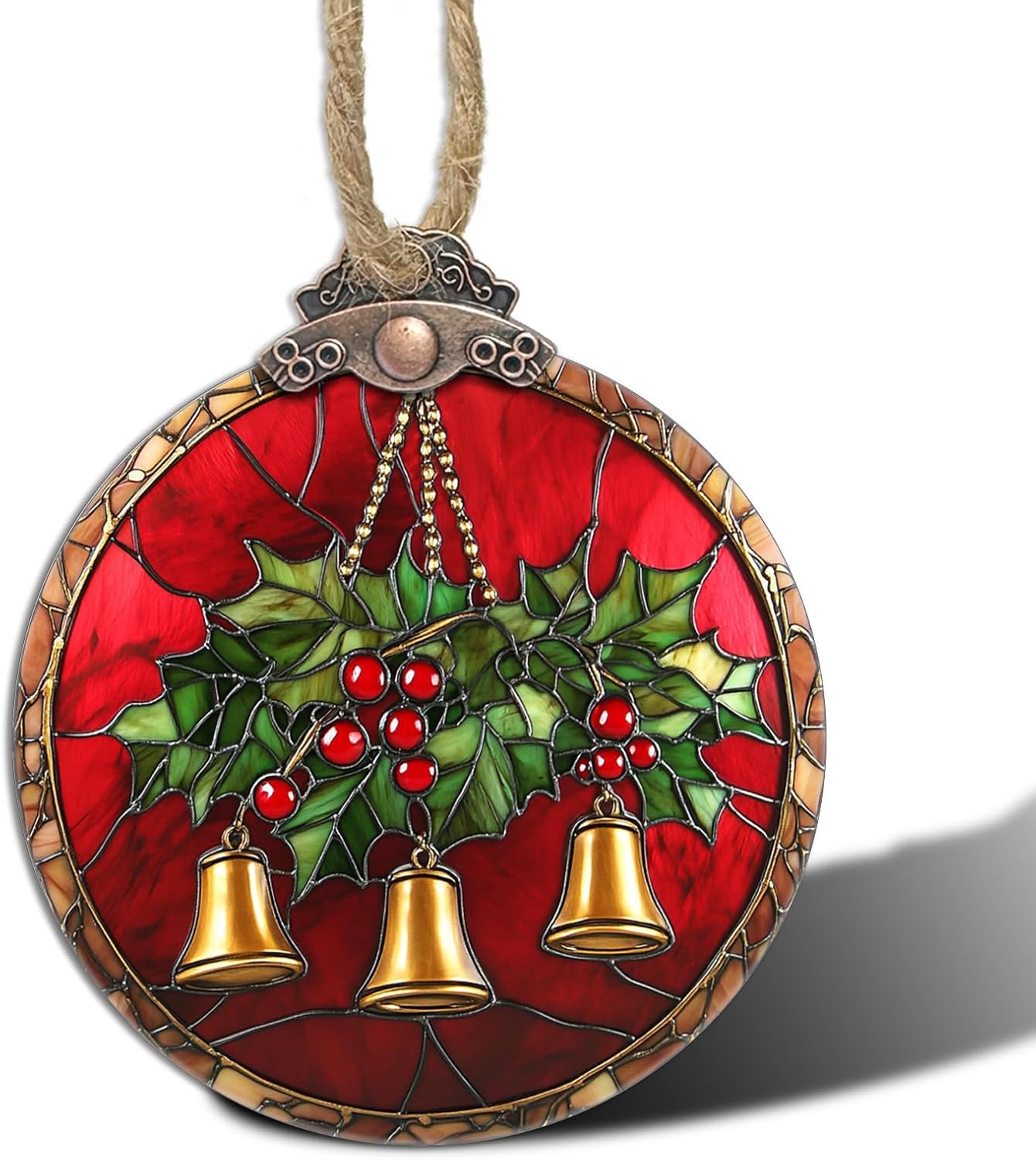 Golden Bell Stained Glass Christmas Suncatcher Decorations