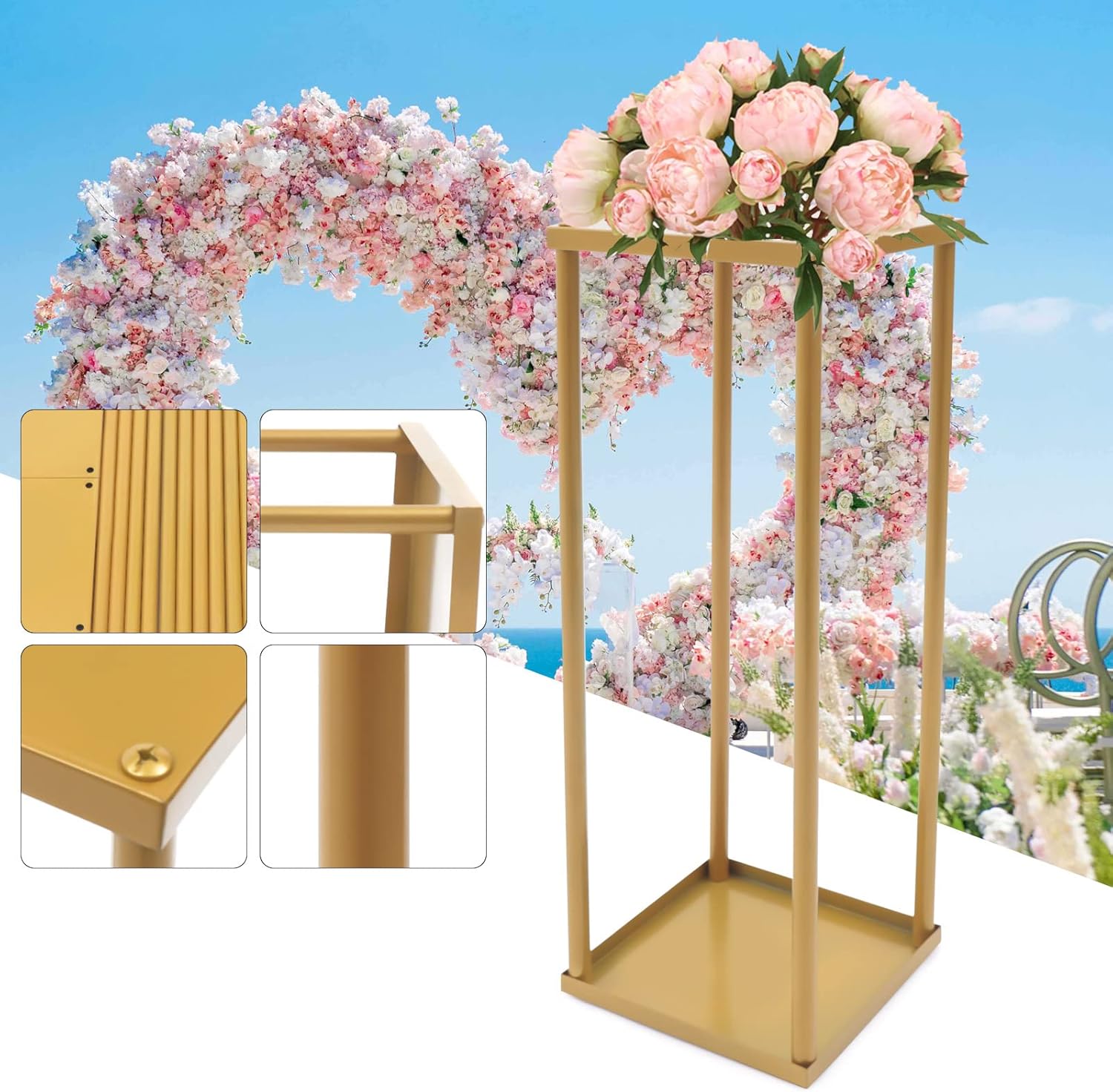 Kathring Gold Pedestal Tables for 4pcs Party Centerpieces