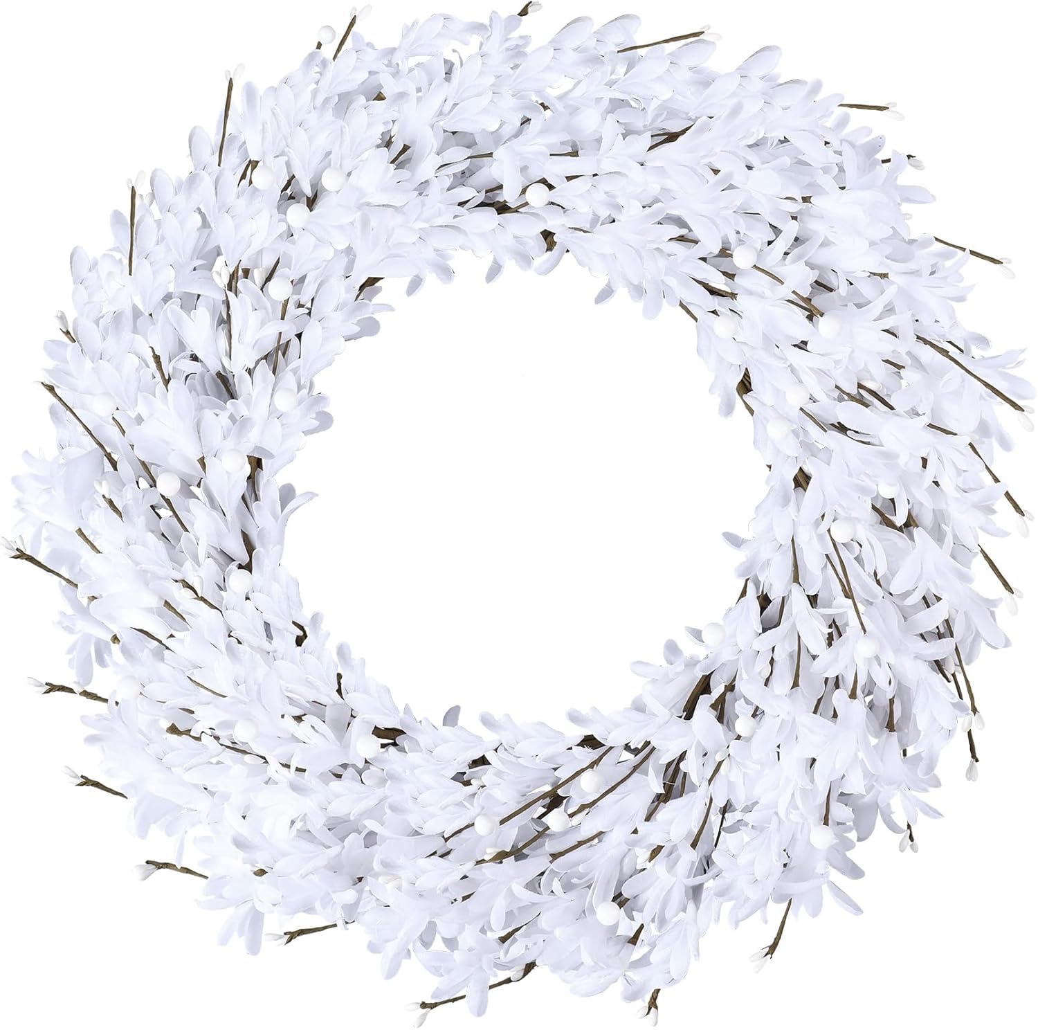 20 Artificial Forsythia Wreath White Decor