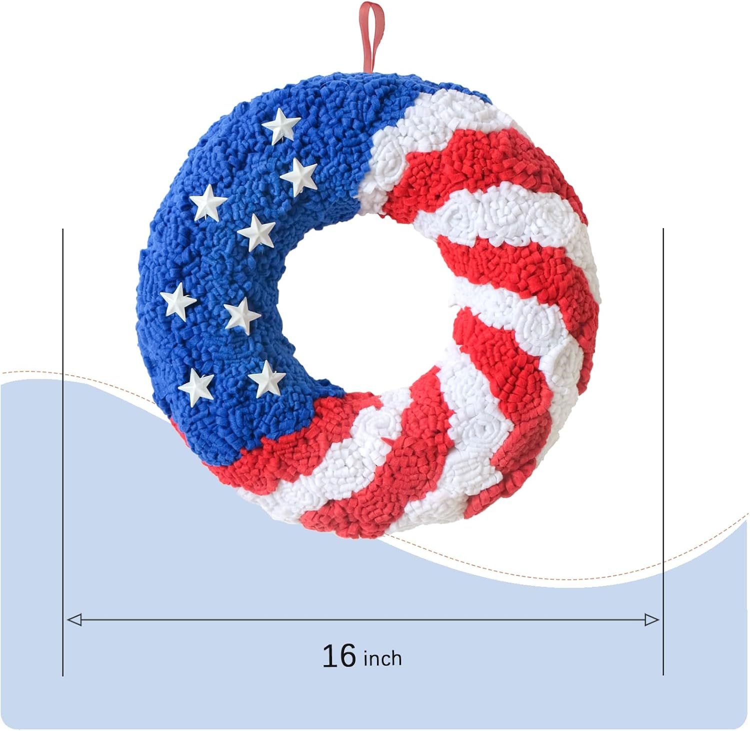 16 Inch Patriotic Wreath Flag Decor Red White Blue