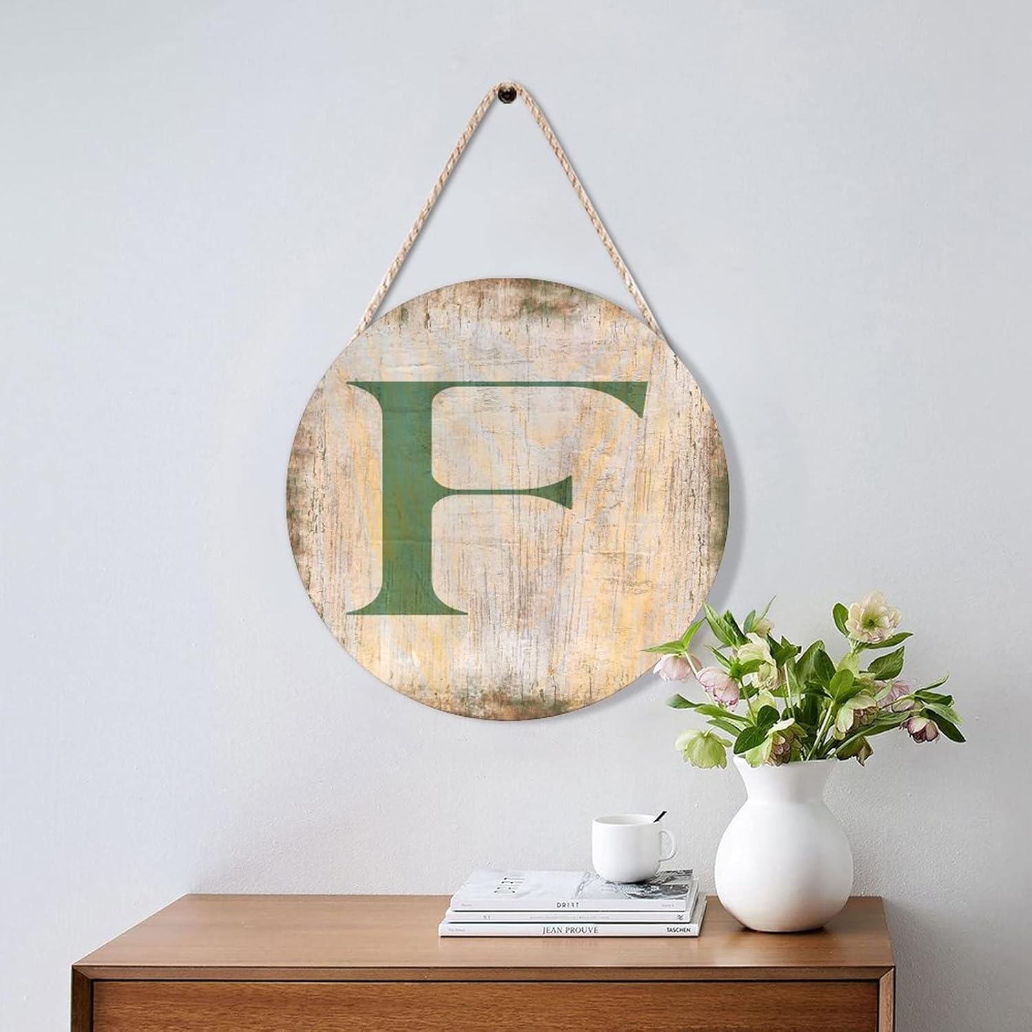 Farmhouse Front Door Hanger Vintage Distressed Wood Sign 10x10in