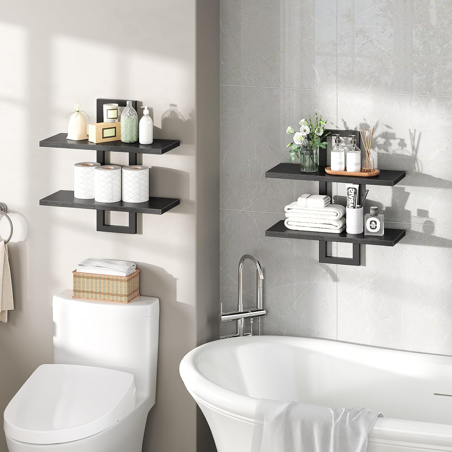HOOBRO Floating Shelves Set of 2 15 Inch Black