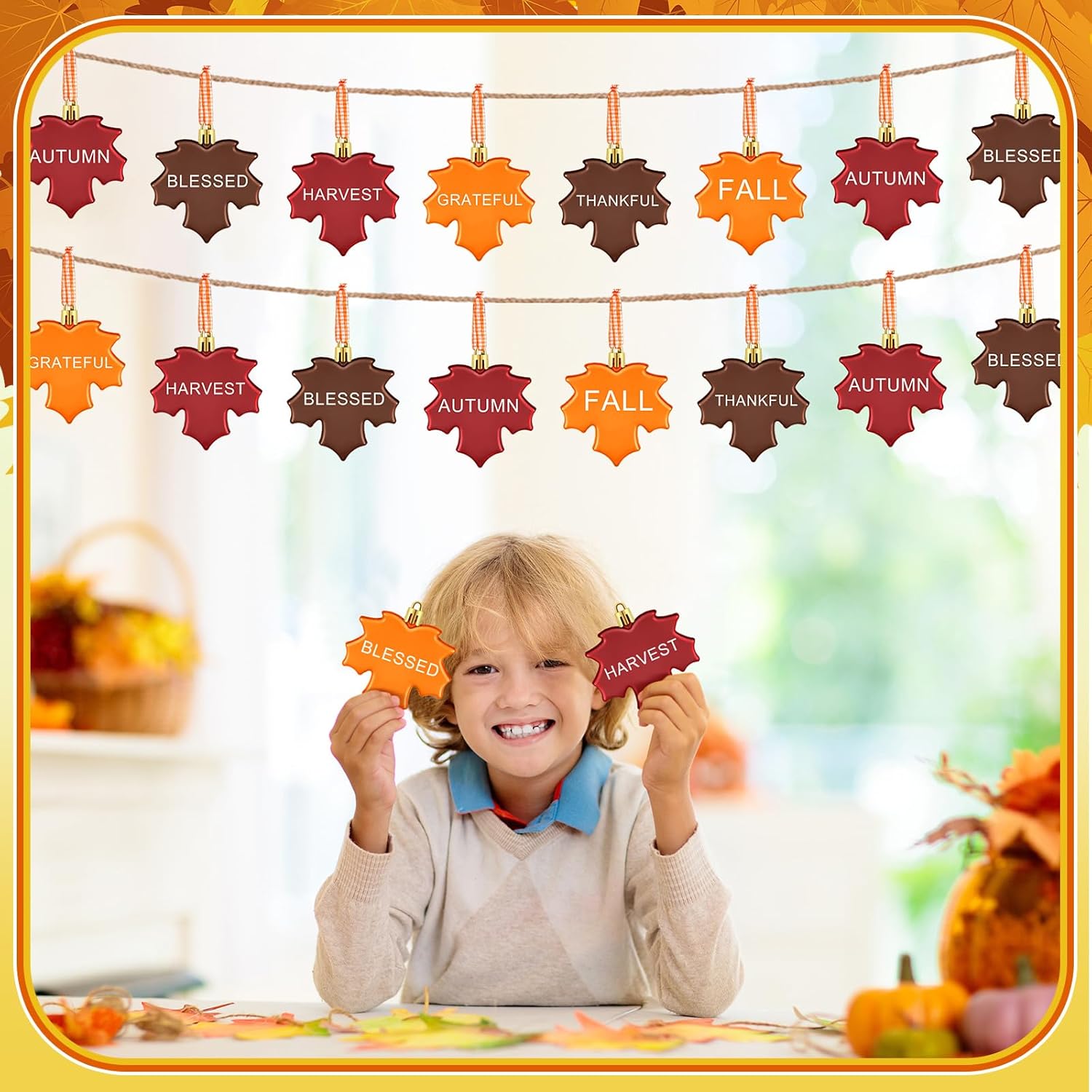 24 Fall Maple Leaf Hanging Ornaments for Thanksgiving Tree Decoration