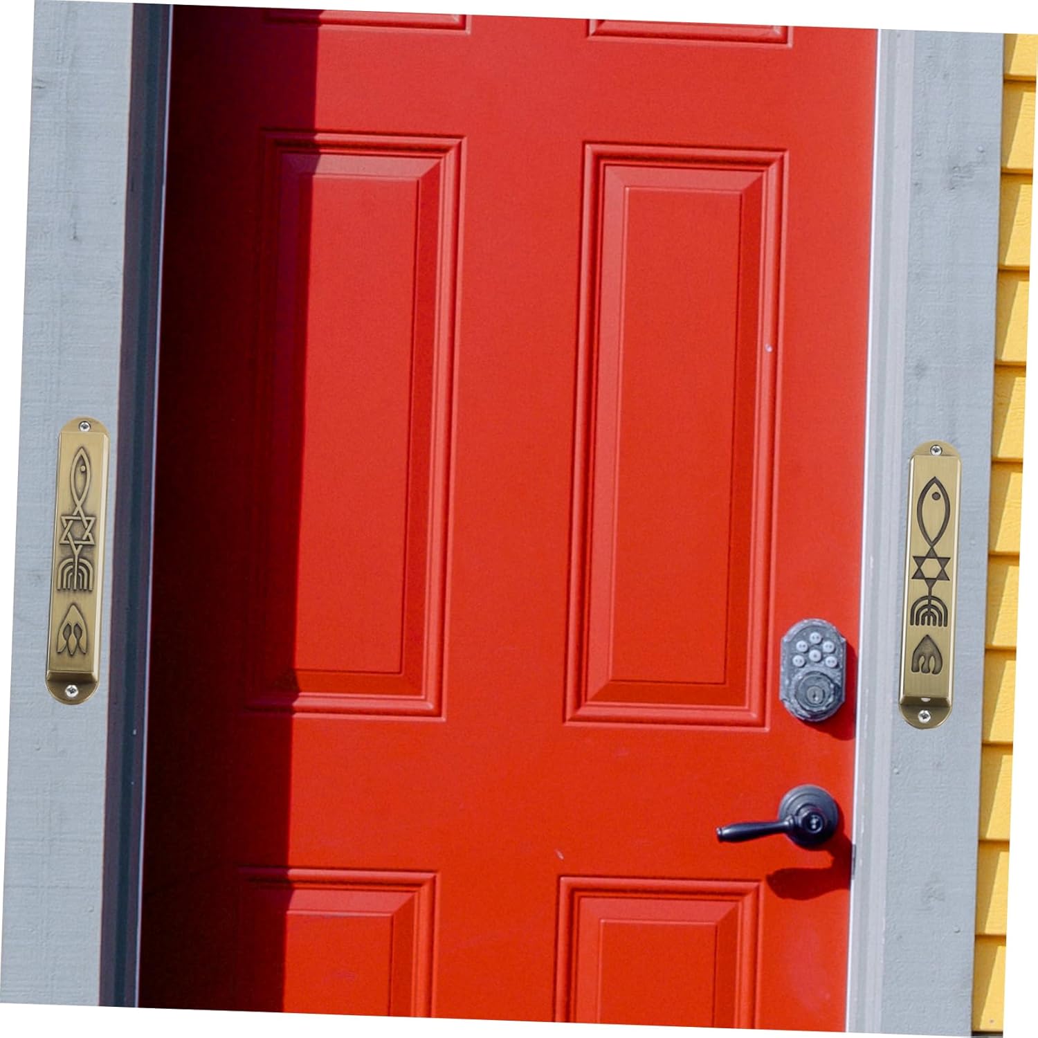 2pcs Retro Metal Mezuzah Decor Door Plaque