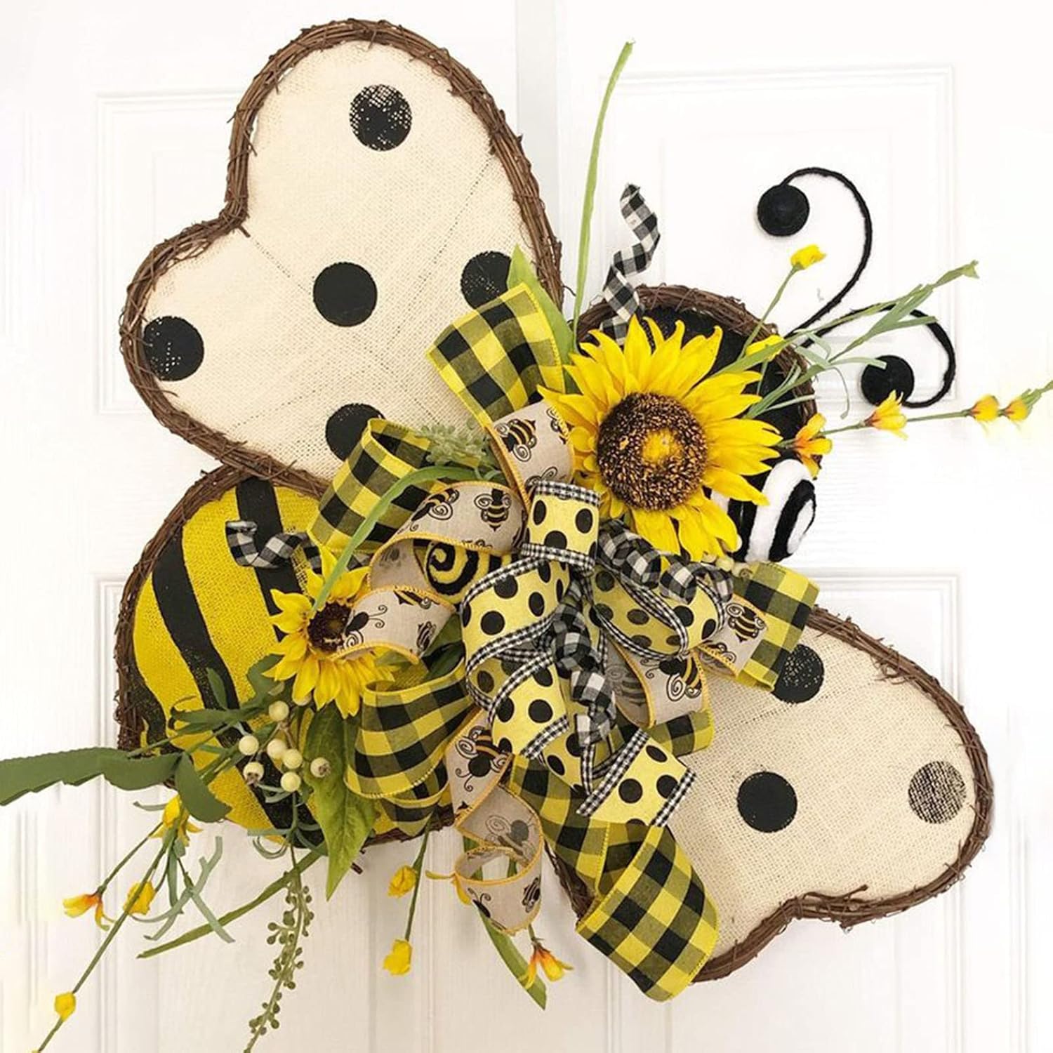 Sunflower Wreath Bee Garland Decor for Front Door