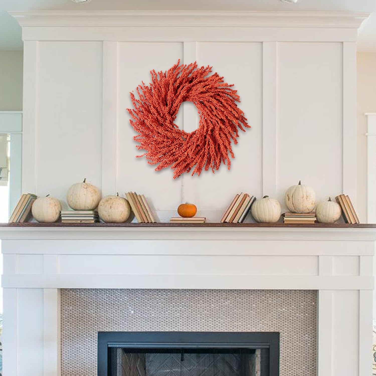 26 Inch Fall Wreath with Orange Berries for Front Door