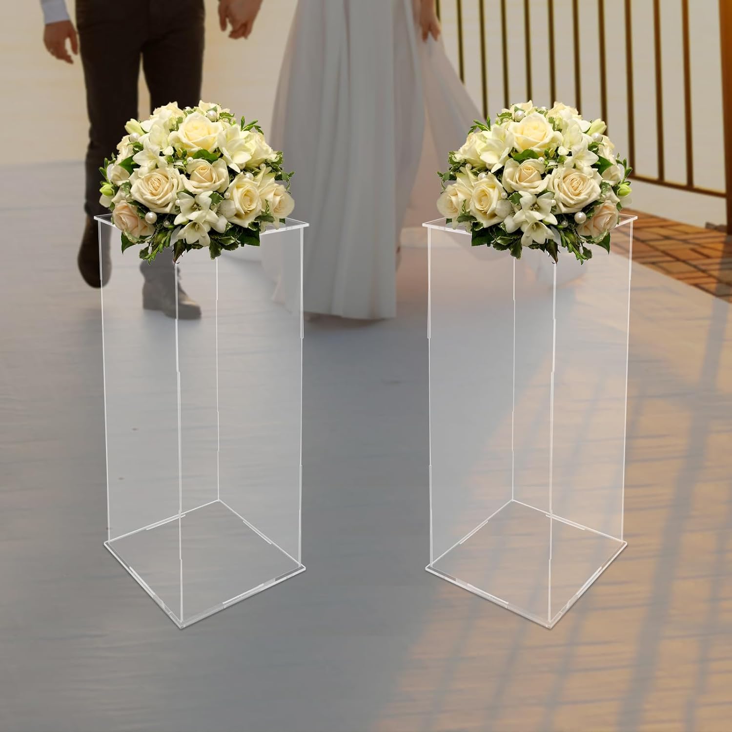 2 Pcs Acrylic Display Cube Pedestals for Flower and Decorations