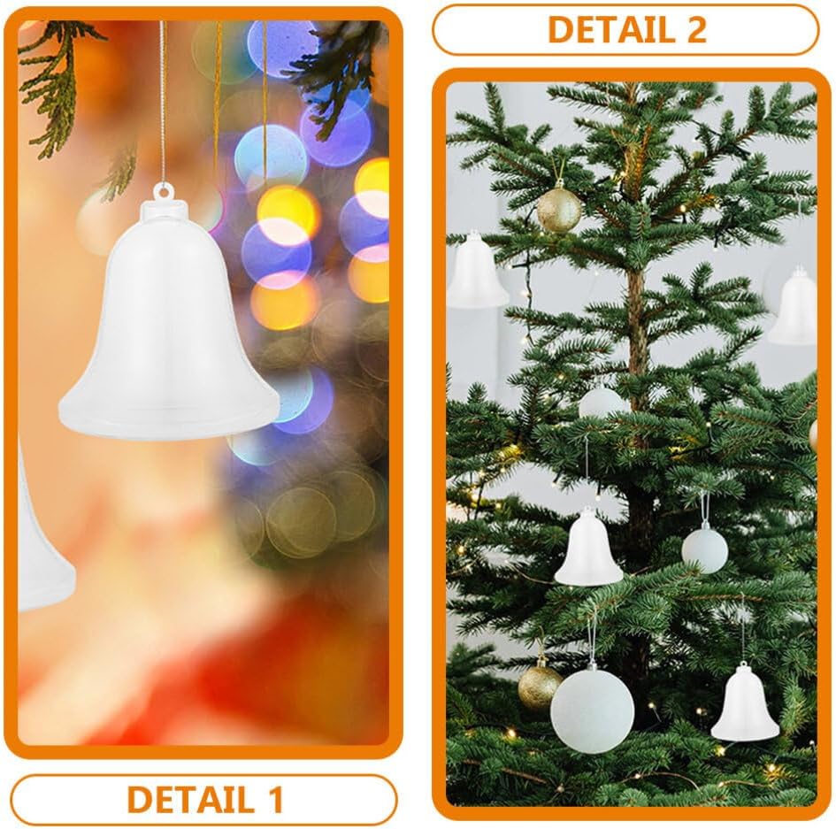 12pcs Clear Fillable Bell Ornaments for Christmas Tree Decorations and Holiday Parties