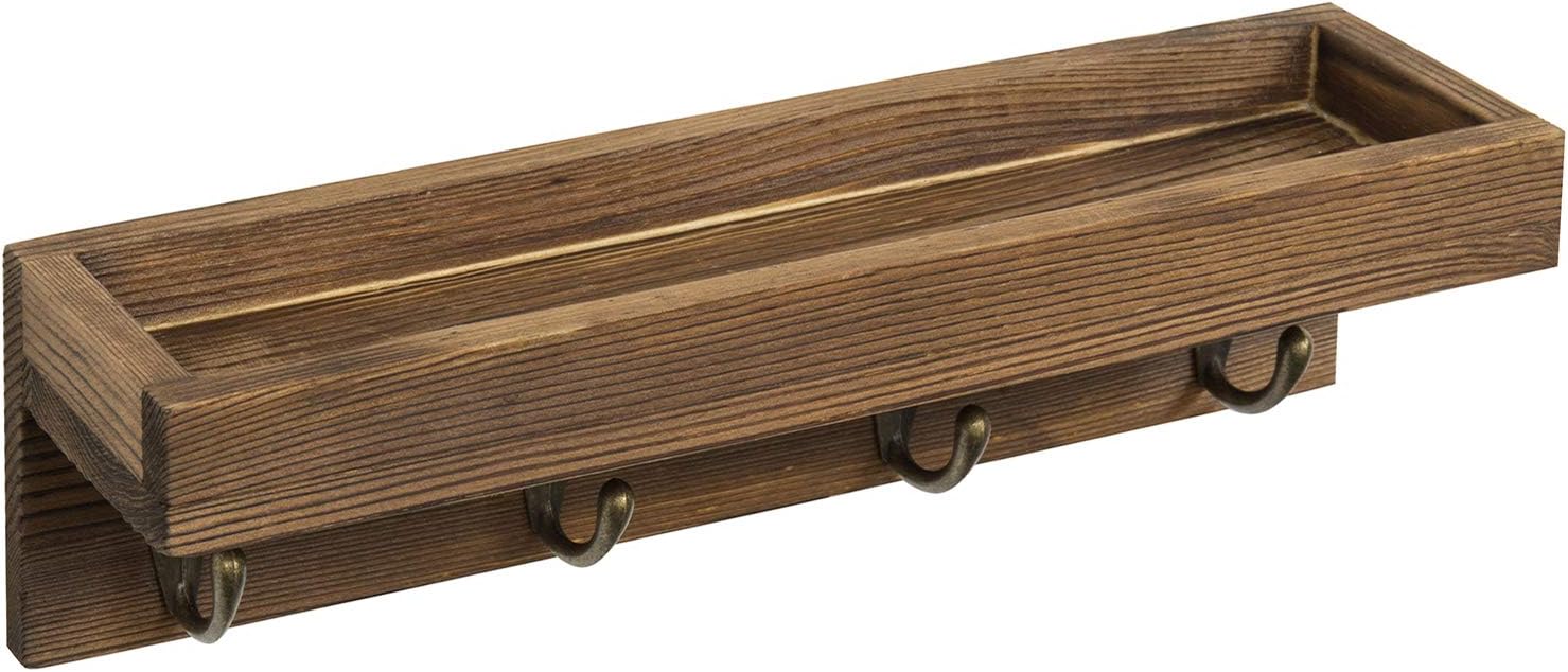 MyGift 10 Inch Floating Wall Shelf with Hooks