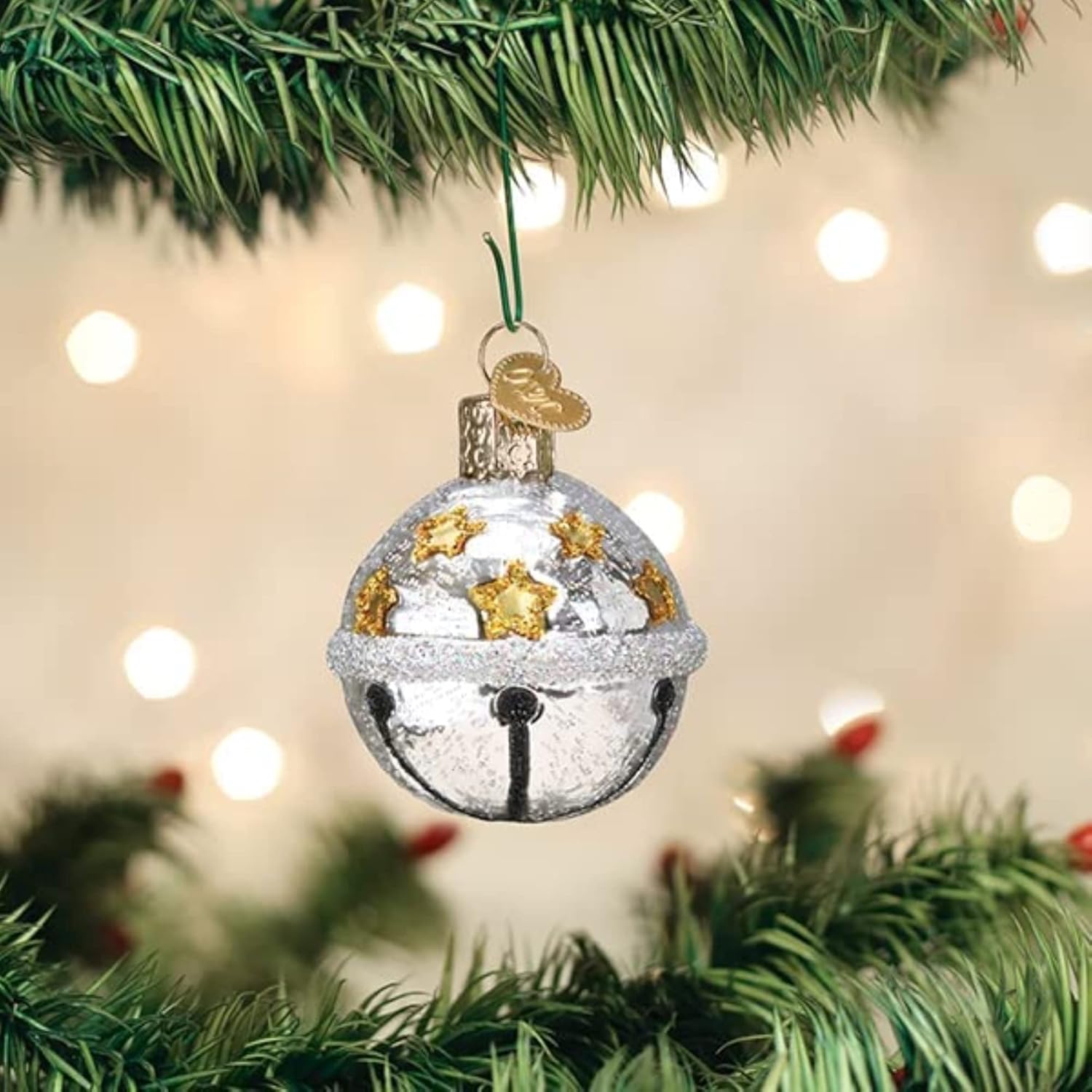 Old World Christmas Silver Jingle Bell Ornament