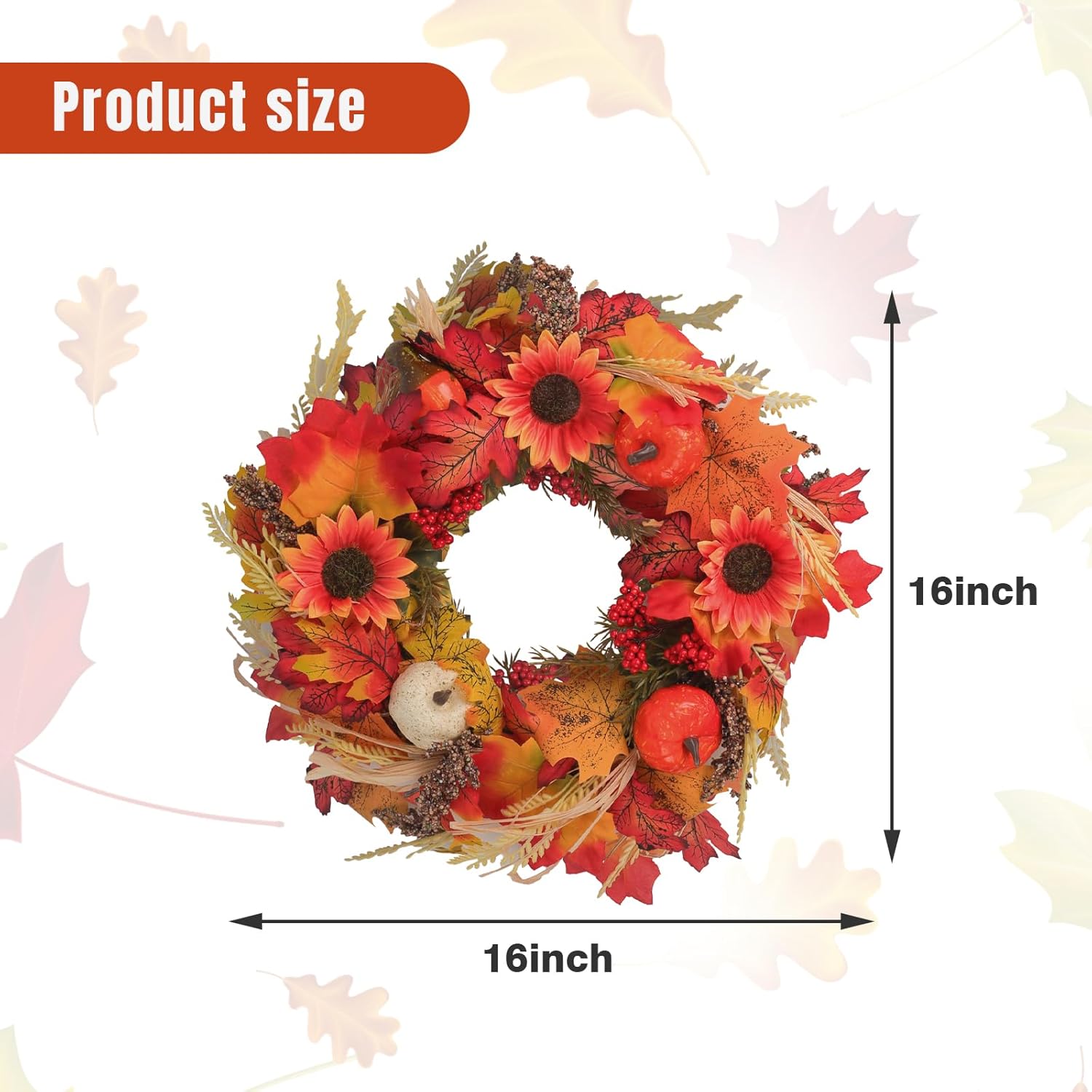 16 Autumn Wreath for Front Door - Farmhouse Style