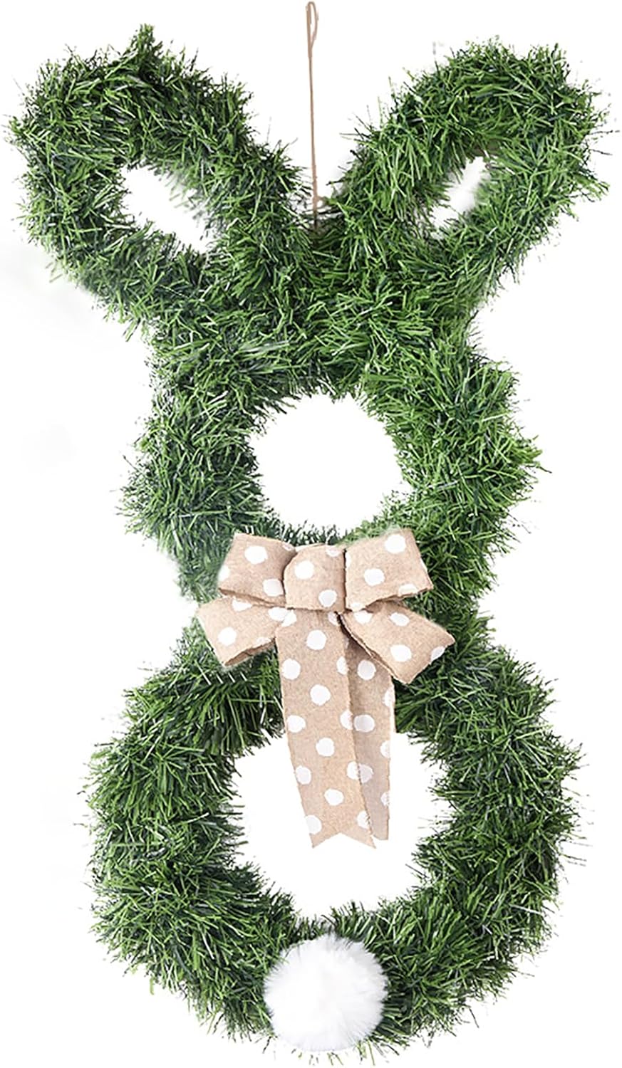 Easter Rabbit Wreath Door Hanger with Bow 2441 Inches
