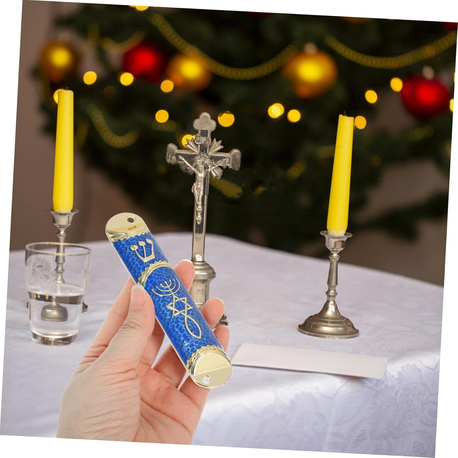 BESTYASH Metal Mezuzah with Scroll for Home Decor and Hanukkah