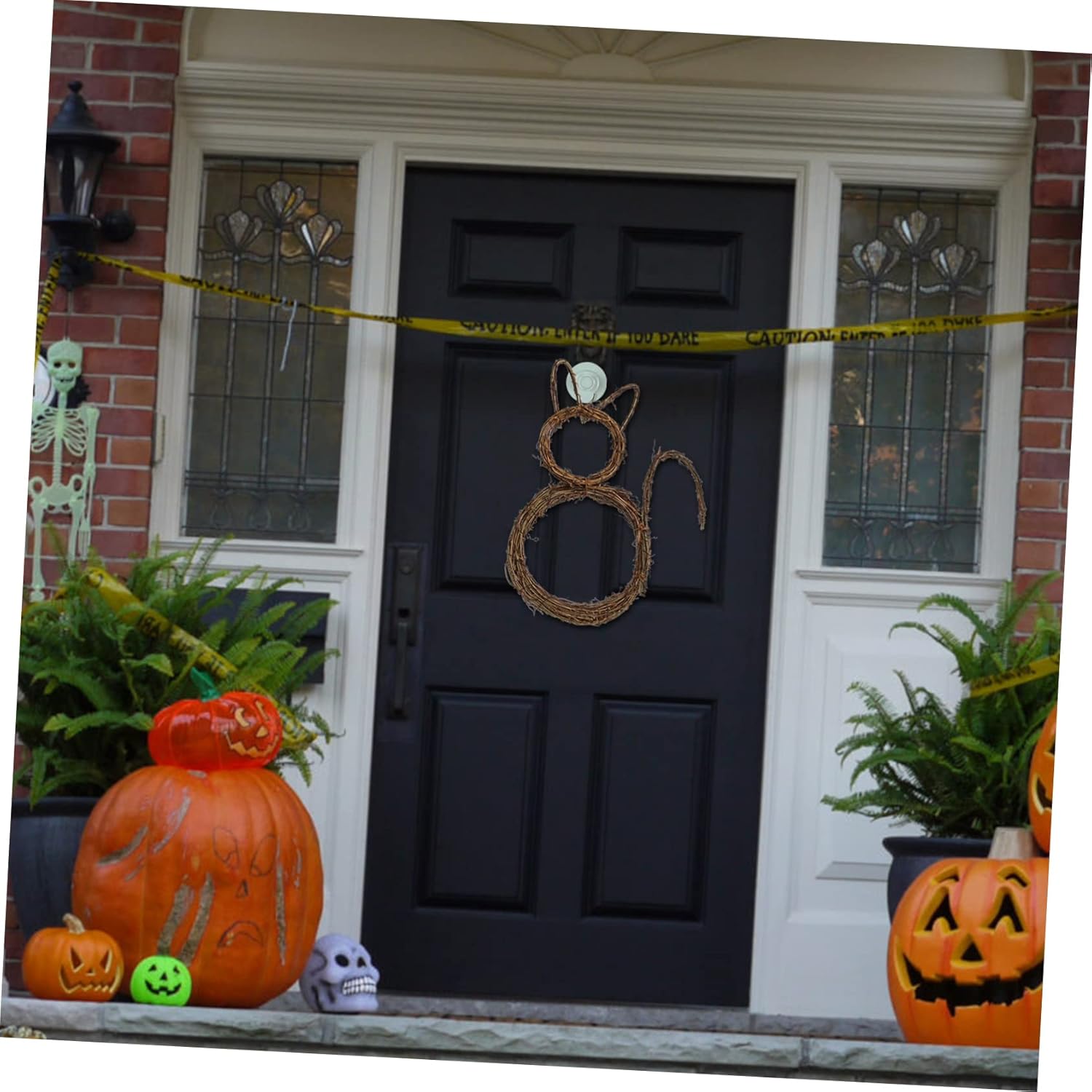 SOLUSTRE Halloween Cat Wreath Garland Pendant for Door and Wall Decor