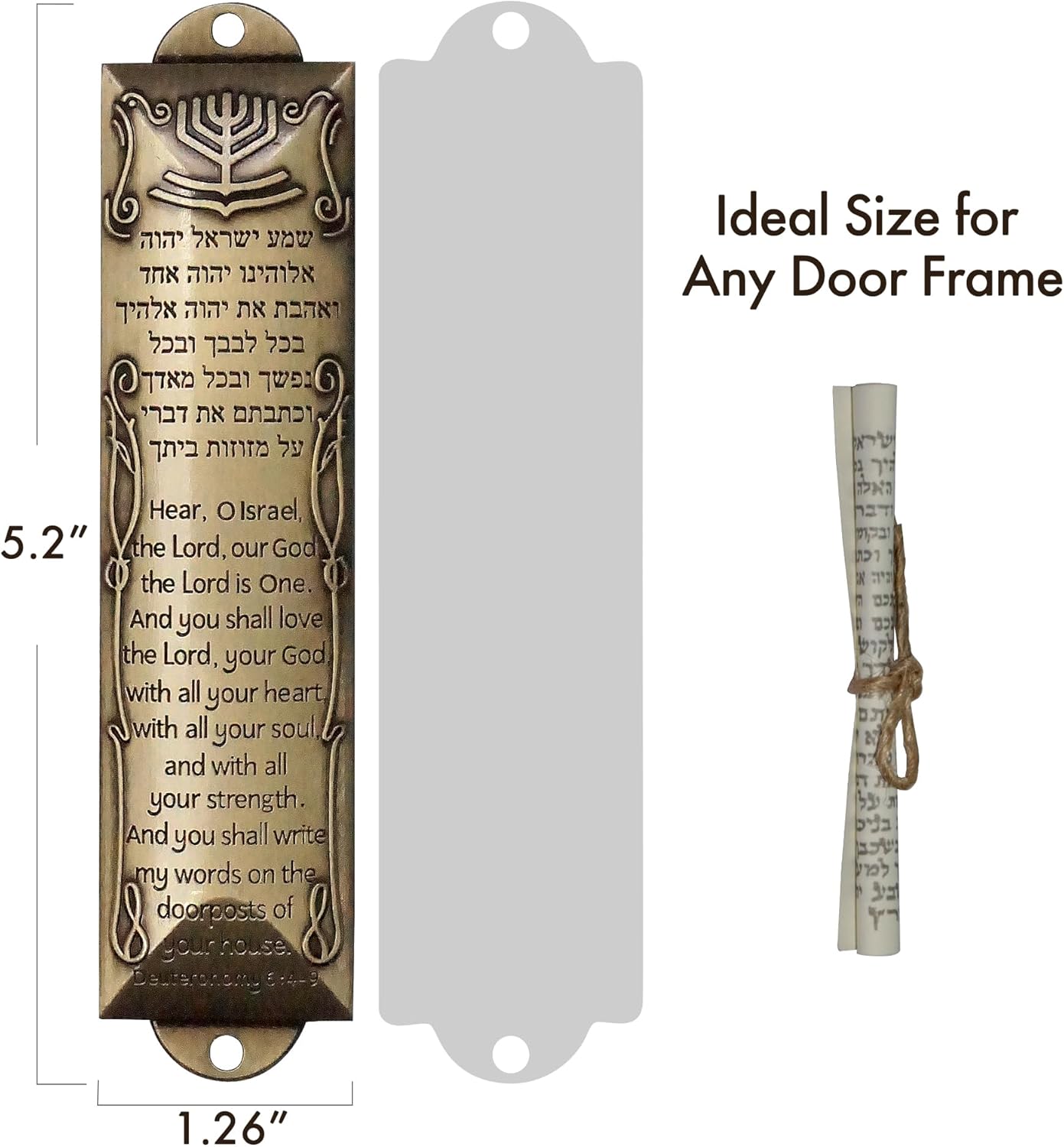 Durable Mezuzah Set of 5 Gold Metal Scrolls for Door