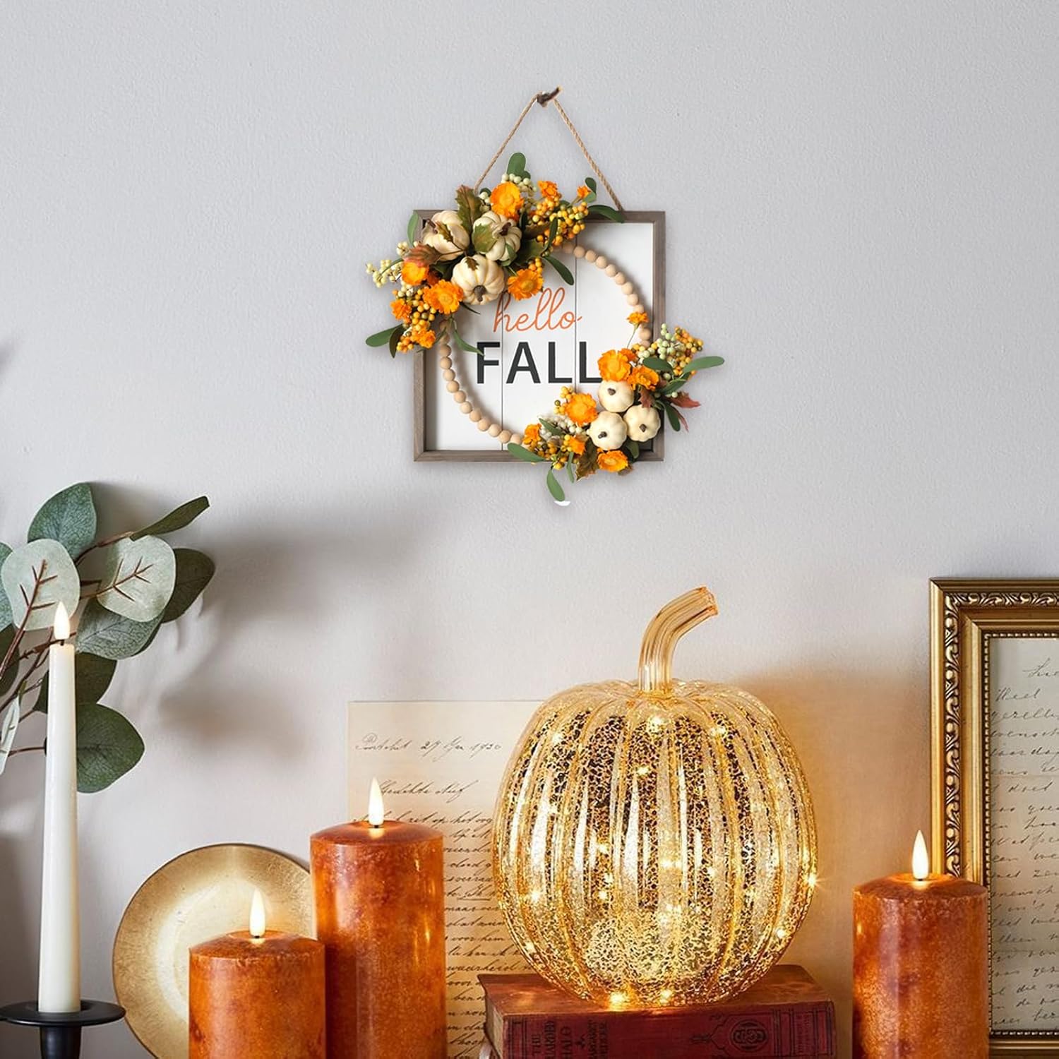 Tempus Fall Wreath for Front Door 12 Inch Decor